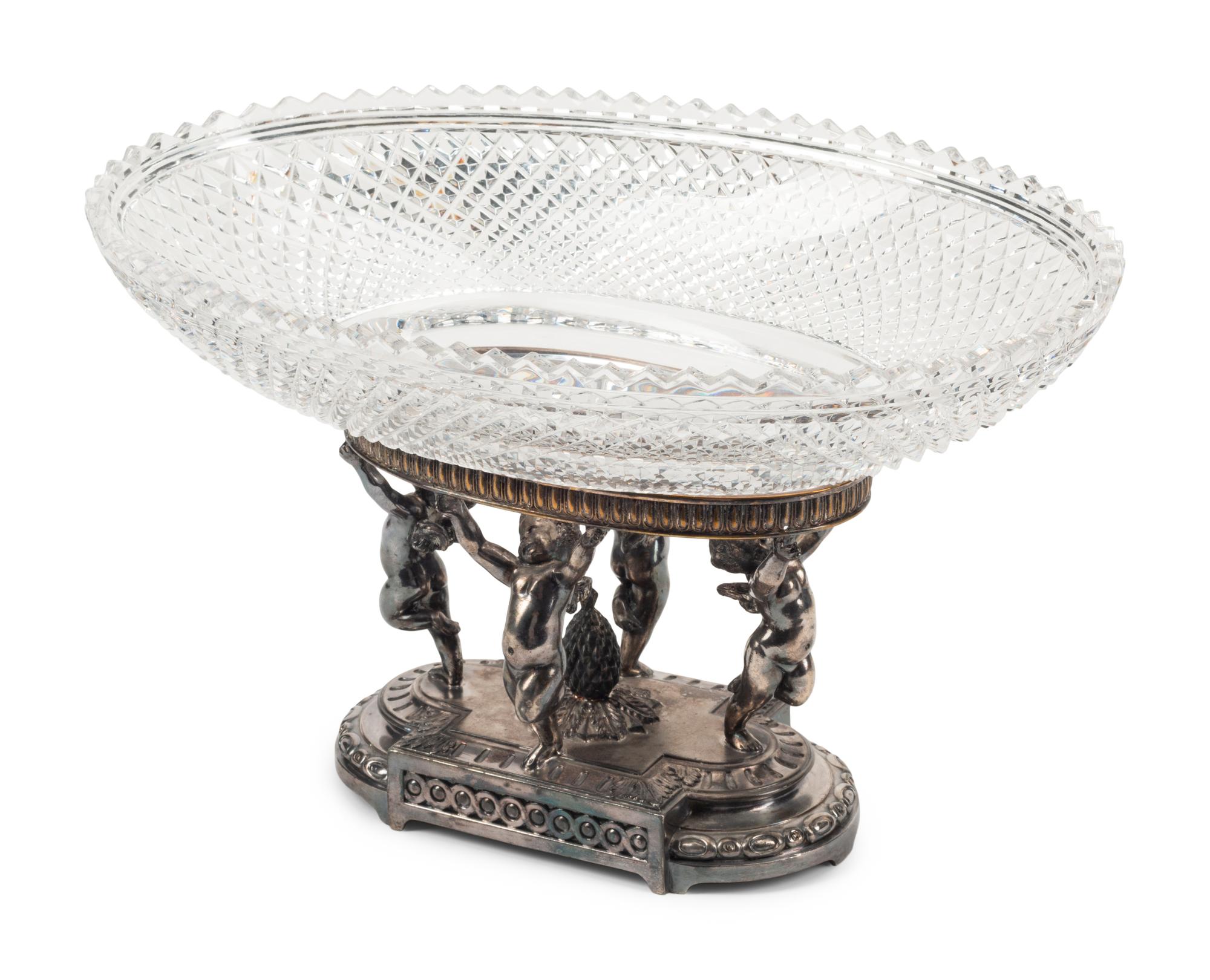 A Pairpoint Silver-Plate and Cut Glass Centerpiece