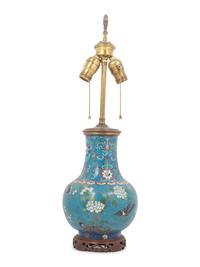 A Chinese Cloisonné Vase Mounted as a Lamp