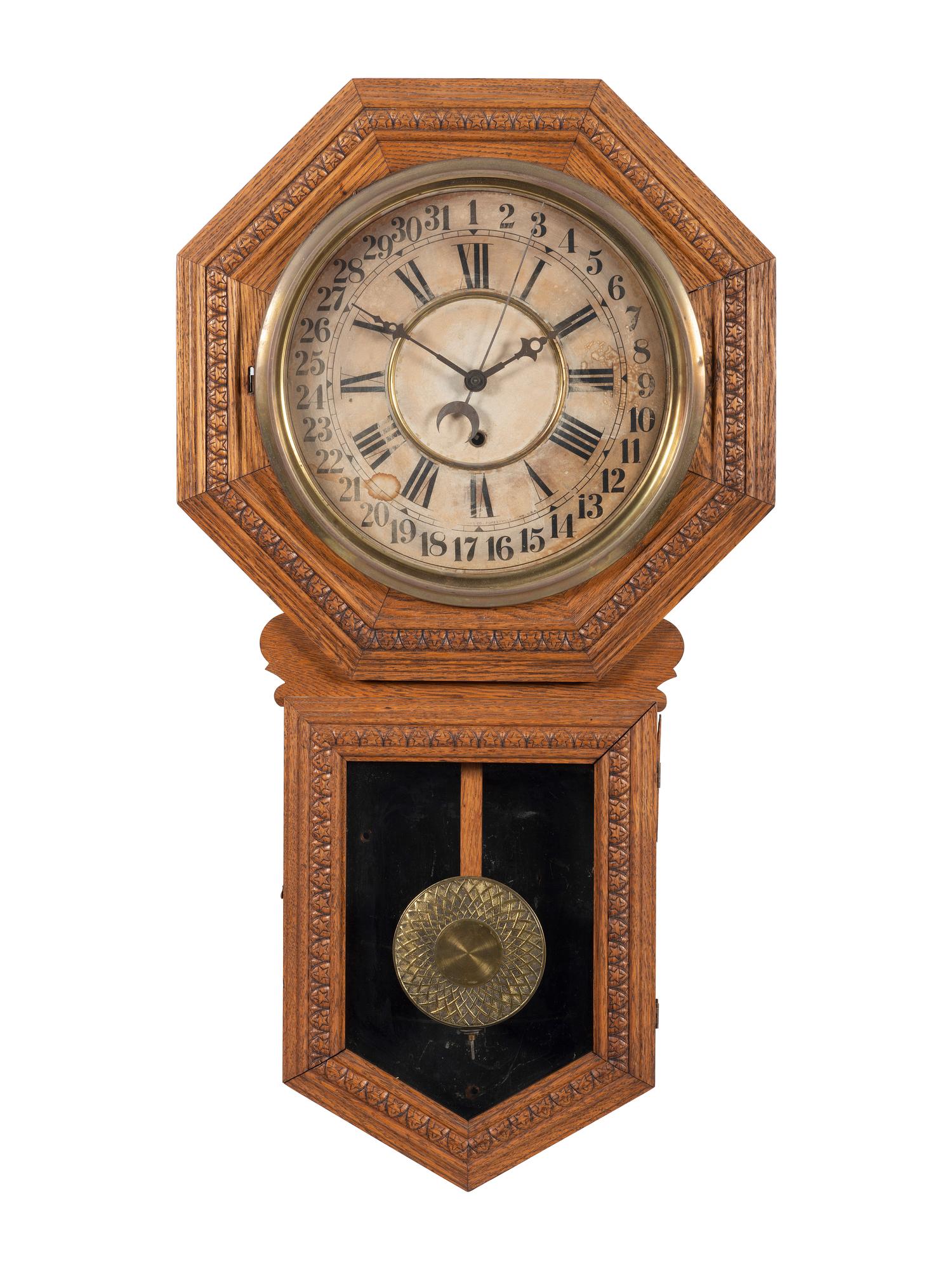 An Oak School Wall Clock