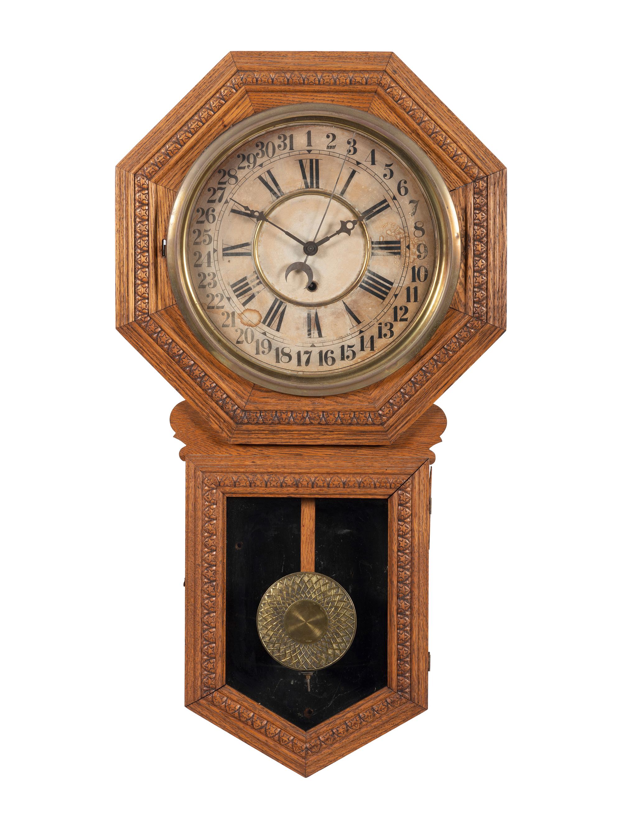 An Oak School Wall Clock