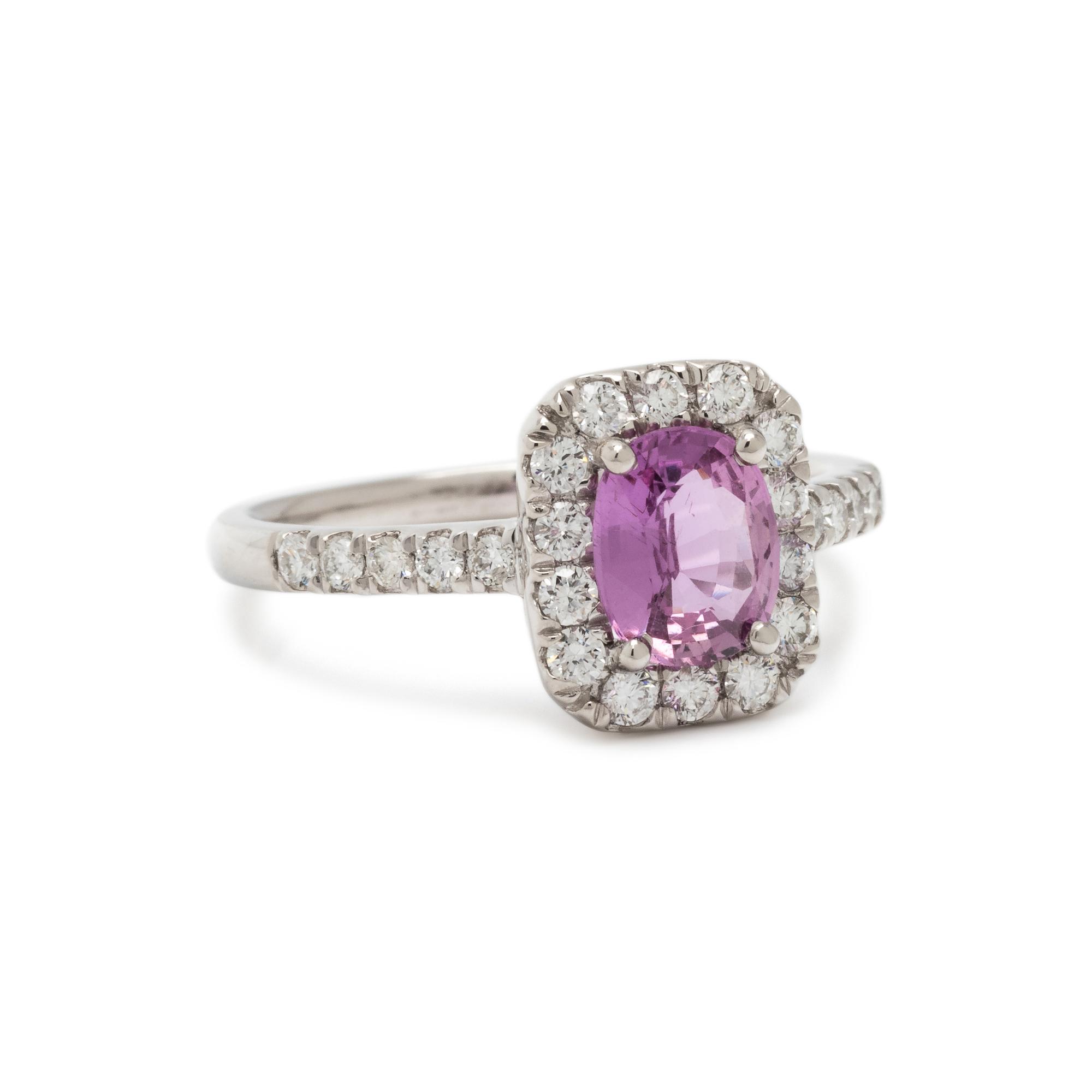 PURPLISH PINK SAPPHIRE AND DIAMOND RING