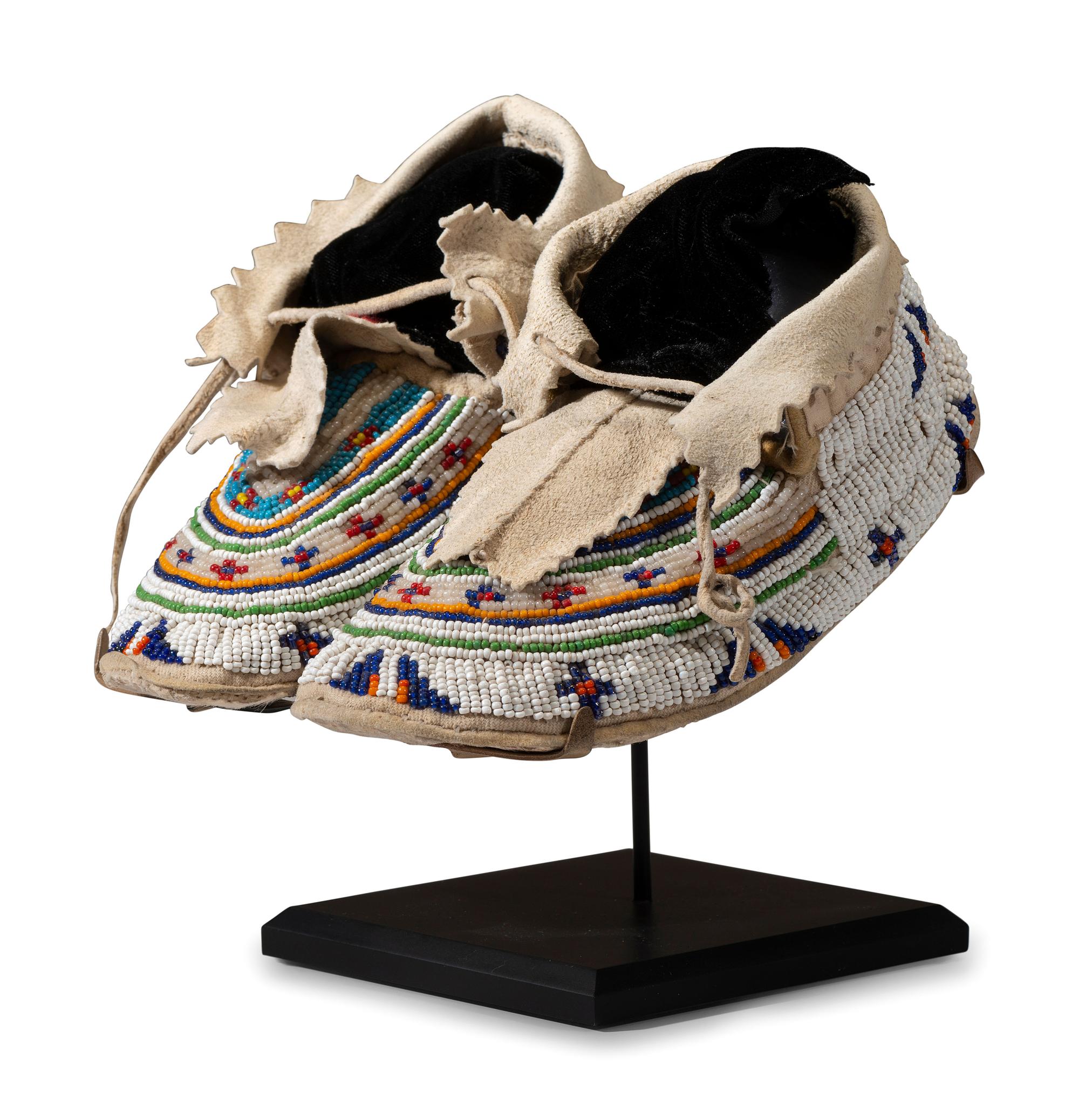 Northern Plains Child's Beaded Hide Moccasins