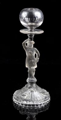 An American Glass Oil Lamp Height 11 5/8 inches.