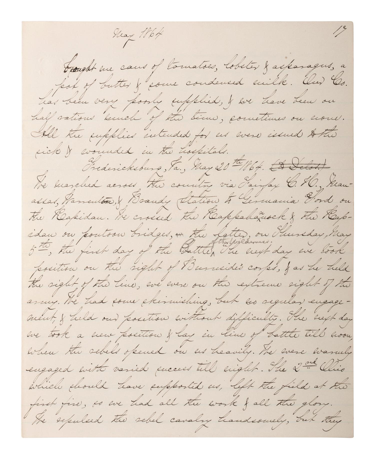 [CIVIL WAR - CUSTER, George A.]. Manuscript documenting the wartime experiences of Major Harlan Page Lloyd, 22nd New York Cavalry and 24th New York Light Artillery, aid to Custer during the Shenandoah Campaign.