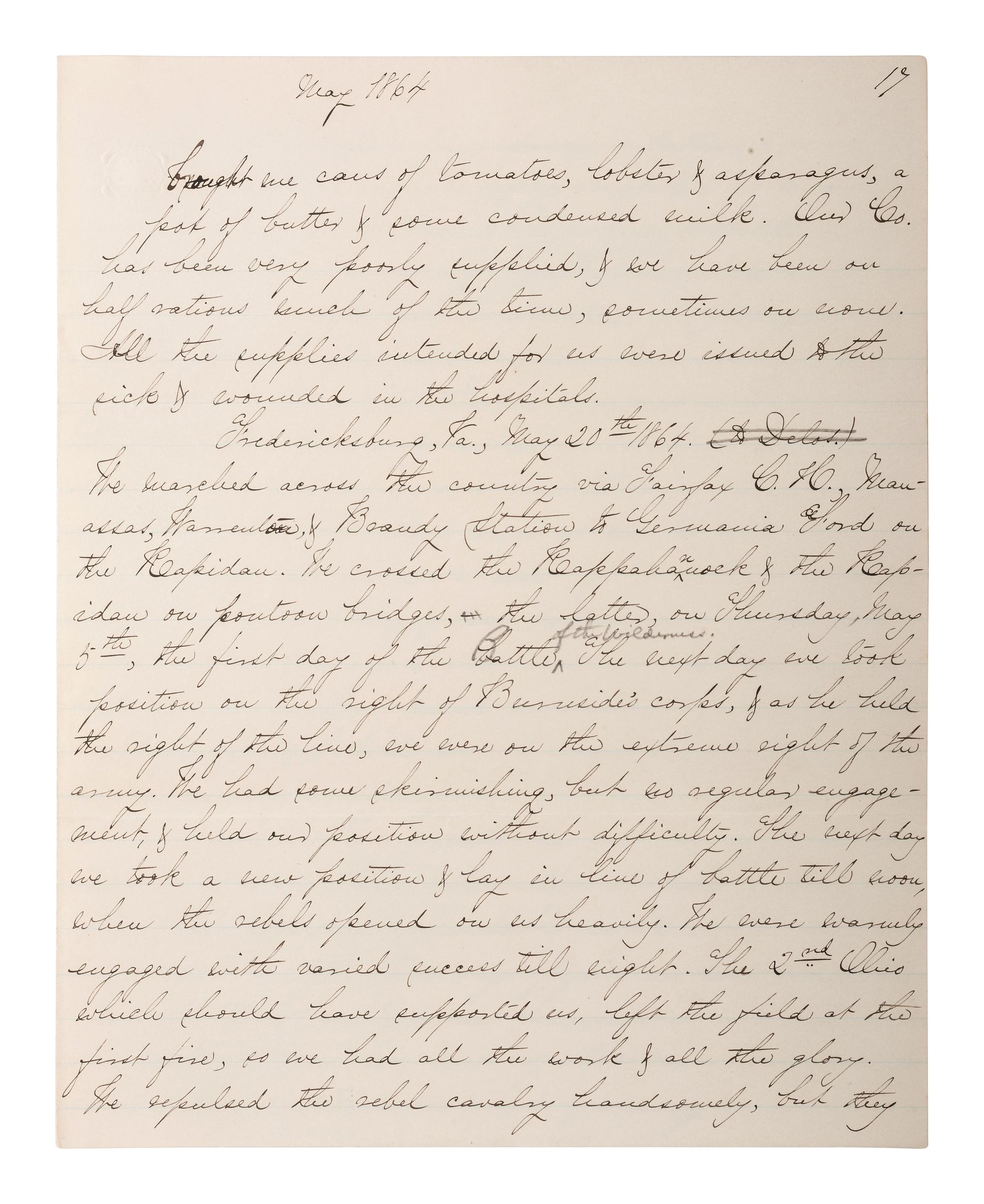 [CIVIL WAR - CUSTER, George A.]. Manuscript documenting the wartime experiences of Major Harlan Page Lloyd, 22nd New York Cavalry and 24th New York Light Artillery, aid to Custer during the Shenandoah Campaign.