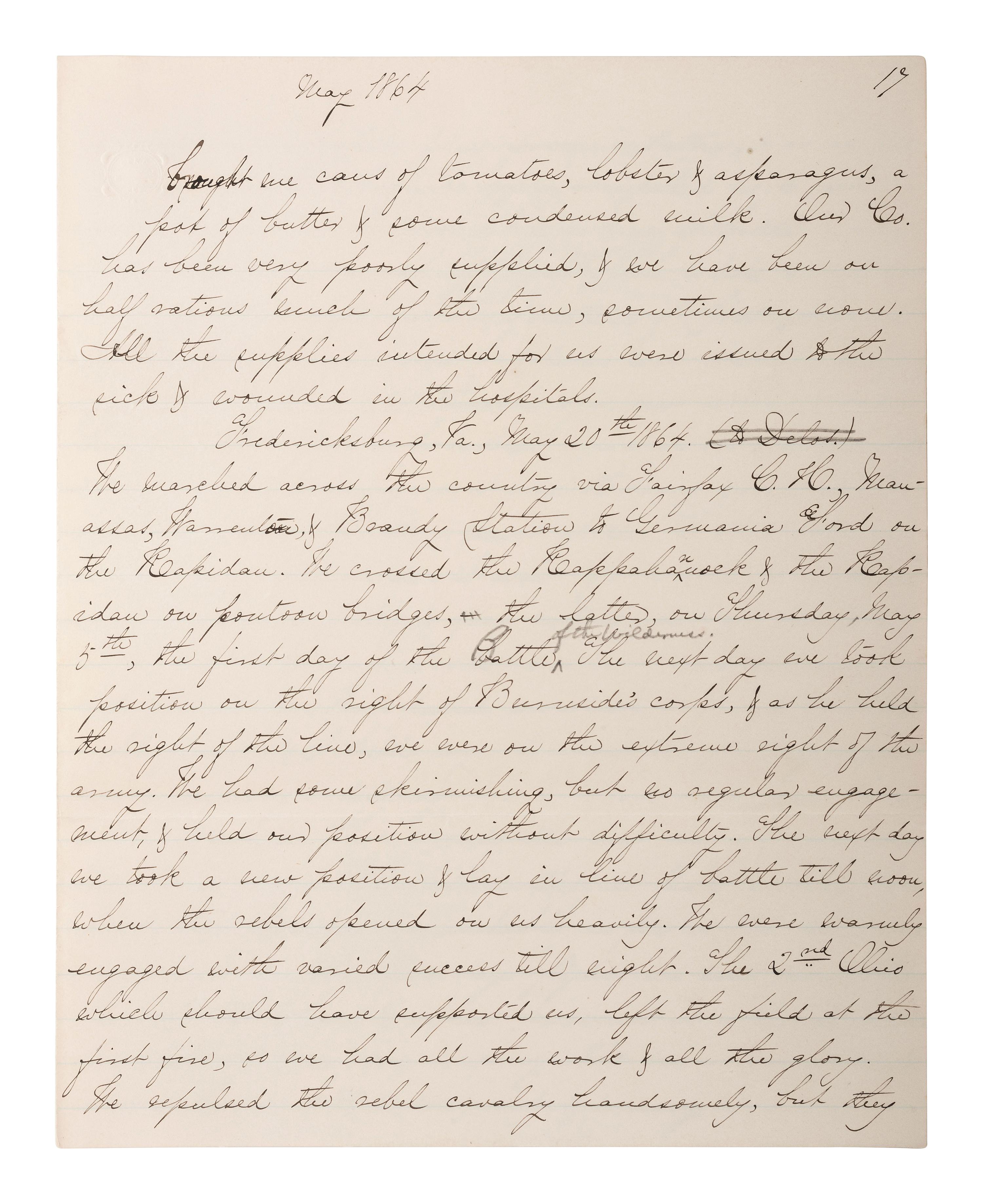 [CIVIL WAR - CUSTER, George A.]. Manuscript documenting the wartime experiences of Major Harlan Page Lloyd, 22nd New York Cavalry and 24th New York Light Artillery, aid to Custer during the Shenandoah Campaign.