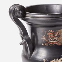 A Wedgwood Encaustic-Decorated Black Basalt Hamilton Vase UK, 1790s