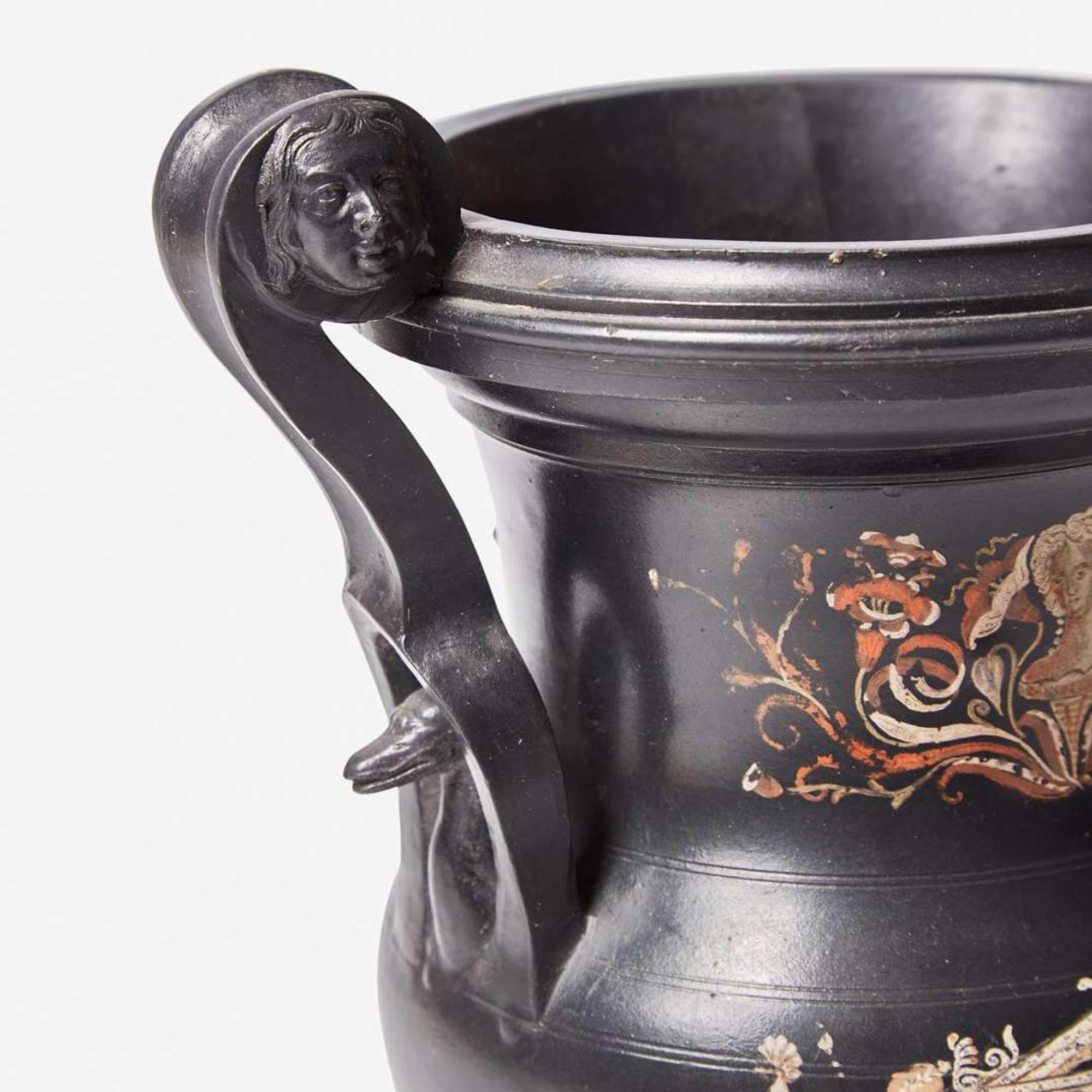 A Wedgwood Encaustic-Decorated Black Basalt Hamilton Vase UK, 1790s