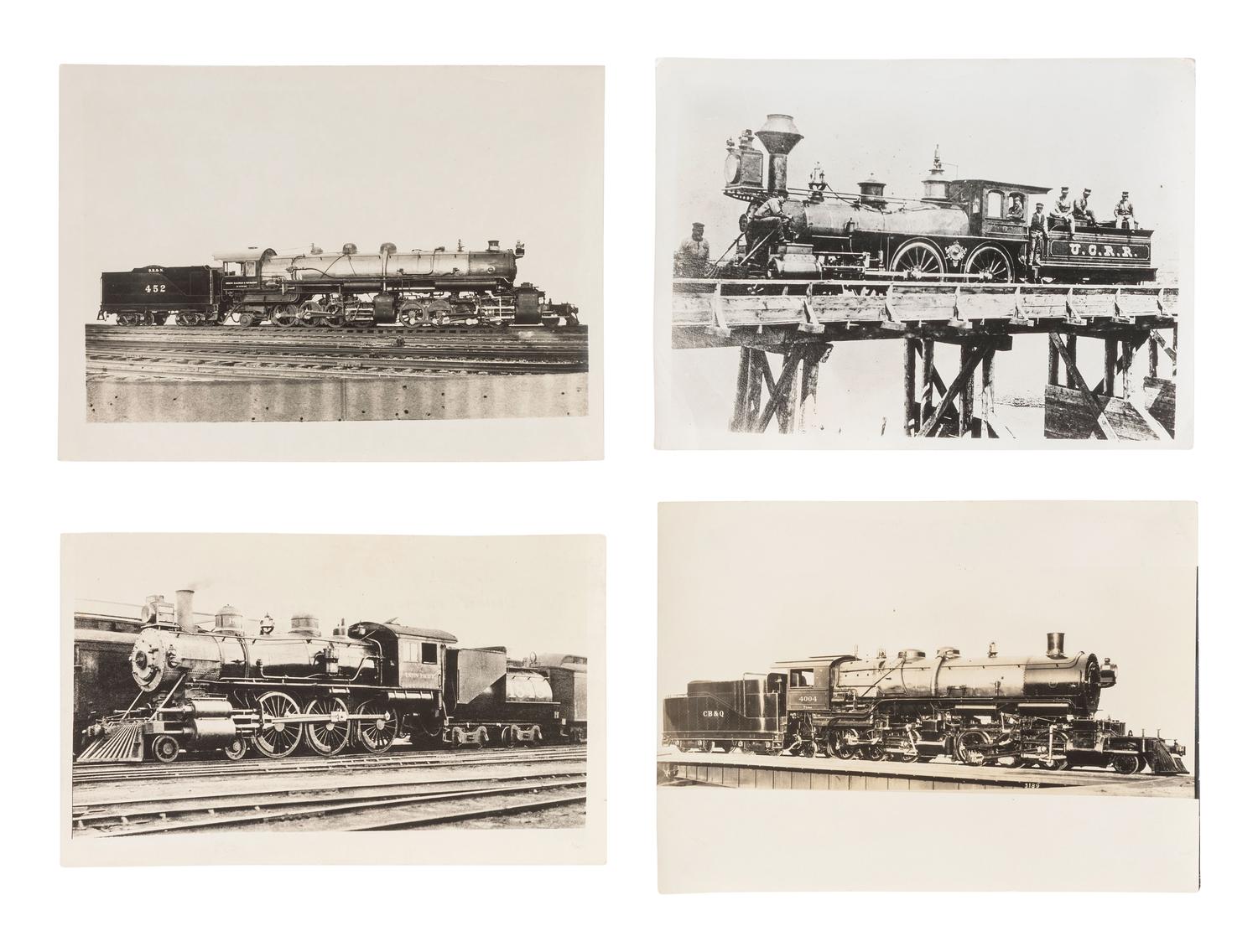 [Transportation] Collection of Over 140 Photographs of Locomotives. ca 1910s-1940s.