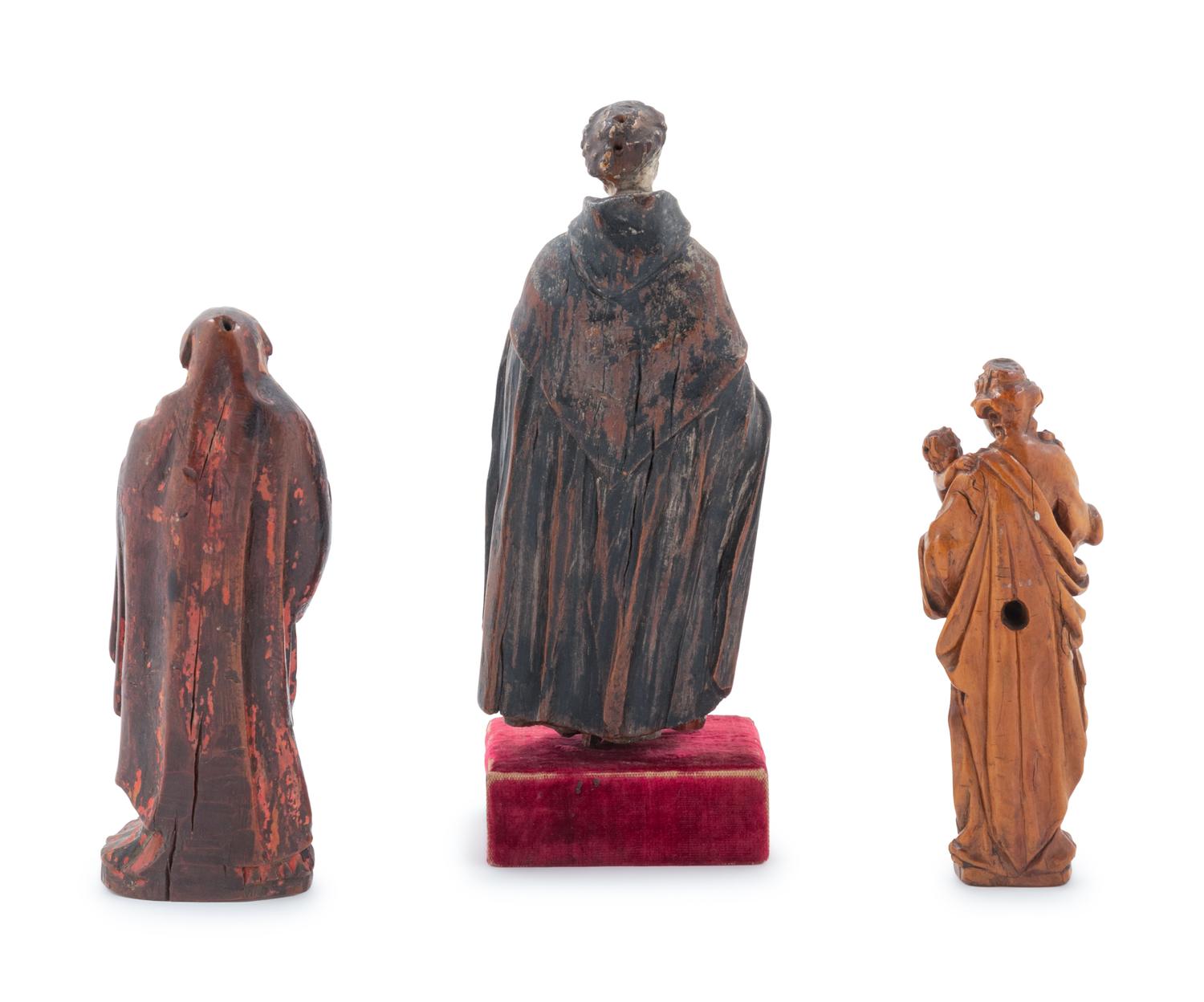 Three Continental Carved and Painted Wood Religious Figures