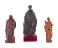 Three Continental Carved and Painted Wood Religious Figures