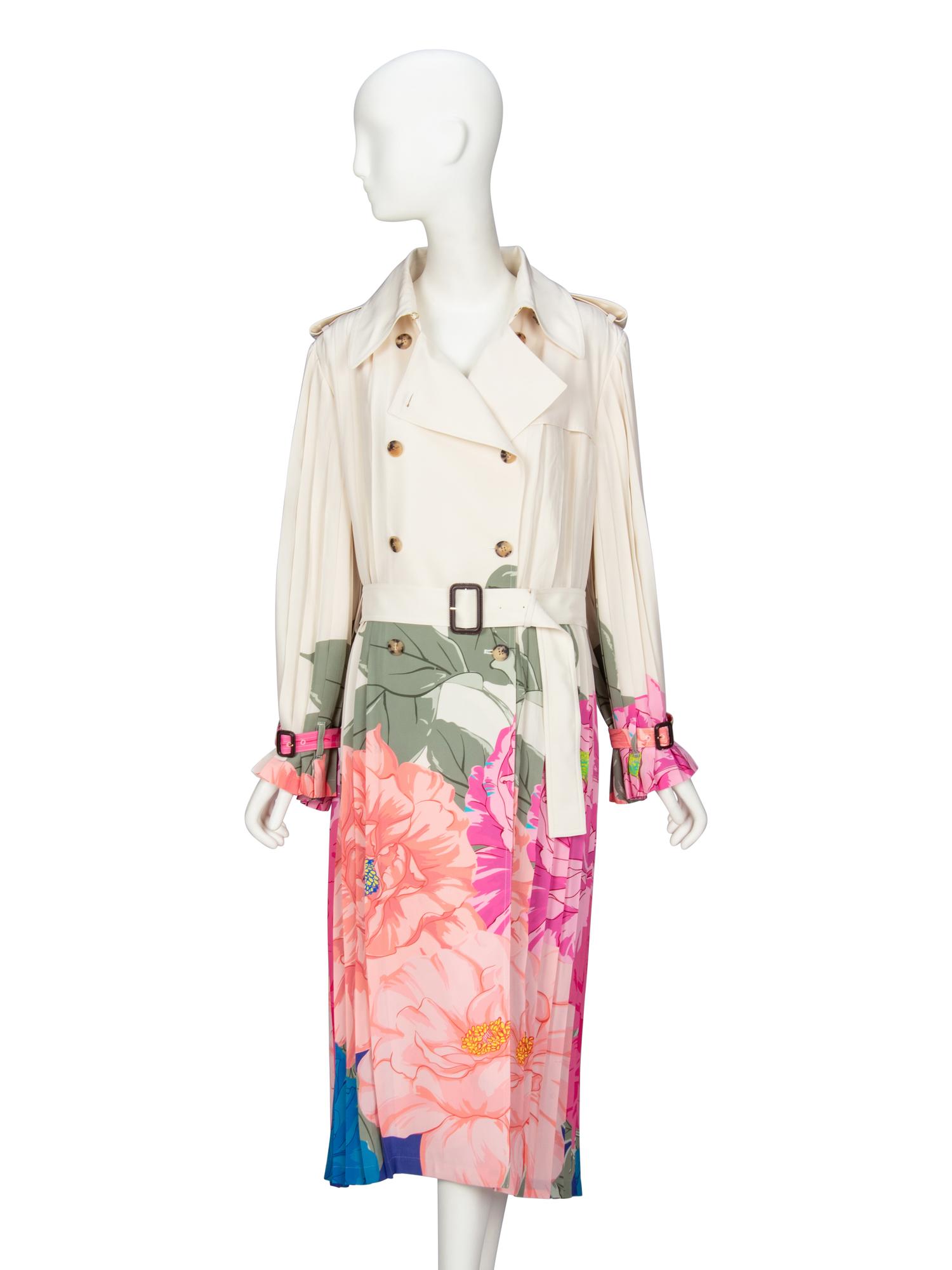 VALENTINO, PRINTED SILK TRENCH COATDRESS
