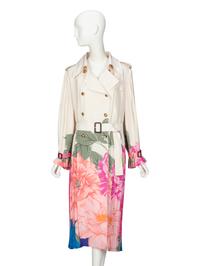 VALENTINO, PRINTED SILK TRENCH COATDRESS