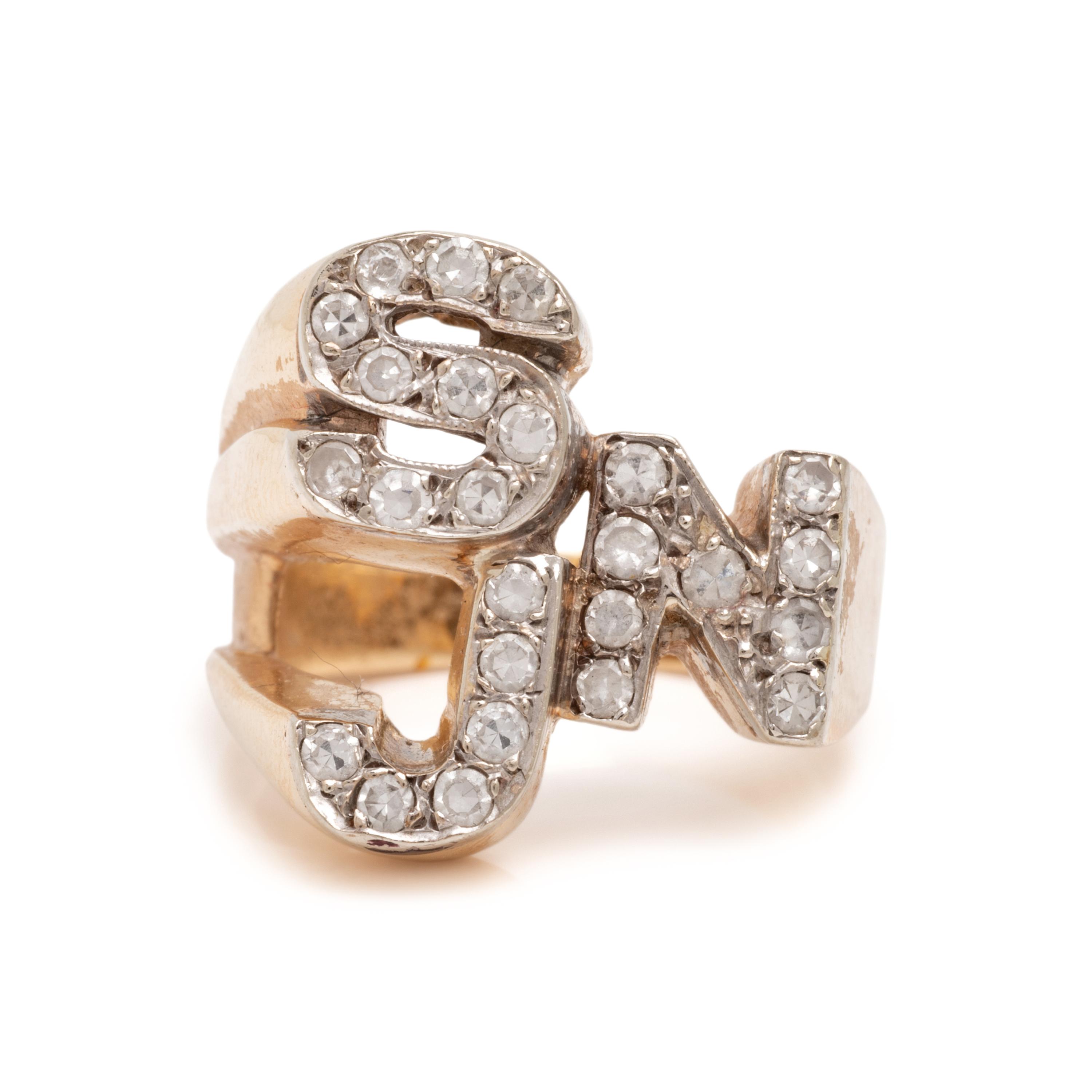 Diamond and Yellow Gold Initial Ring