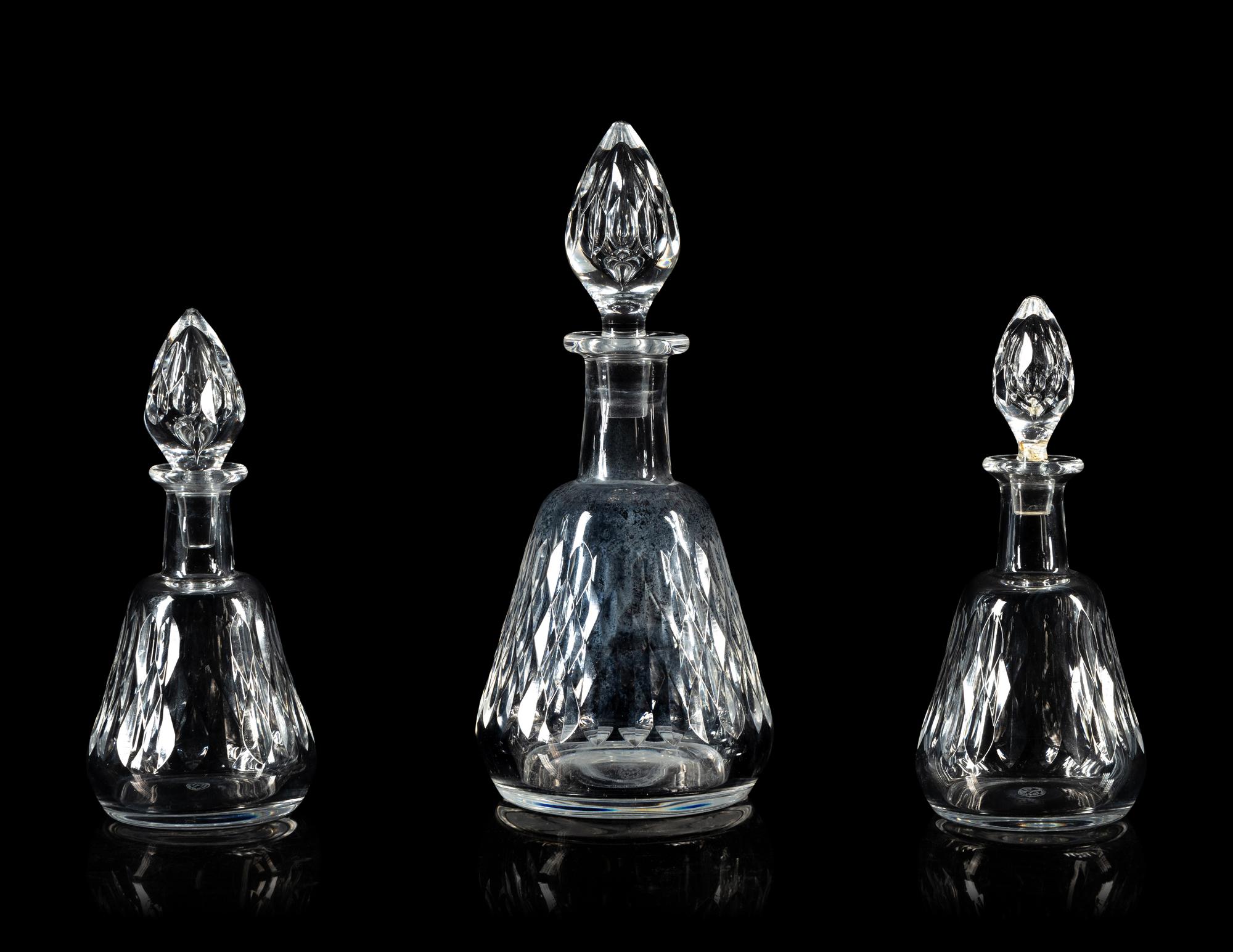 Three Baccarat Armagnac Cut Glass Decanters