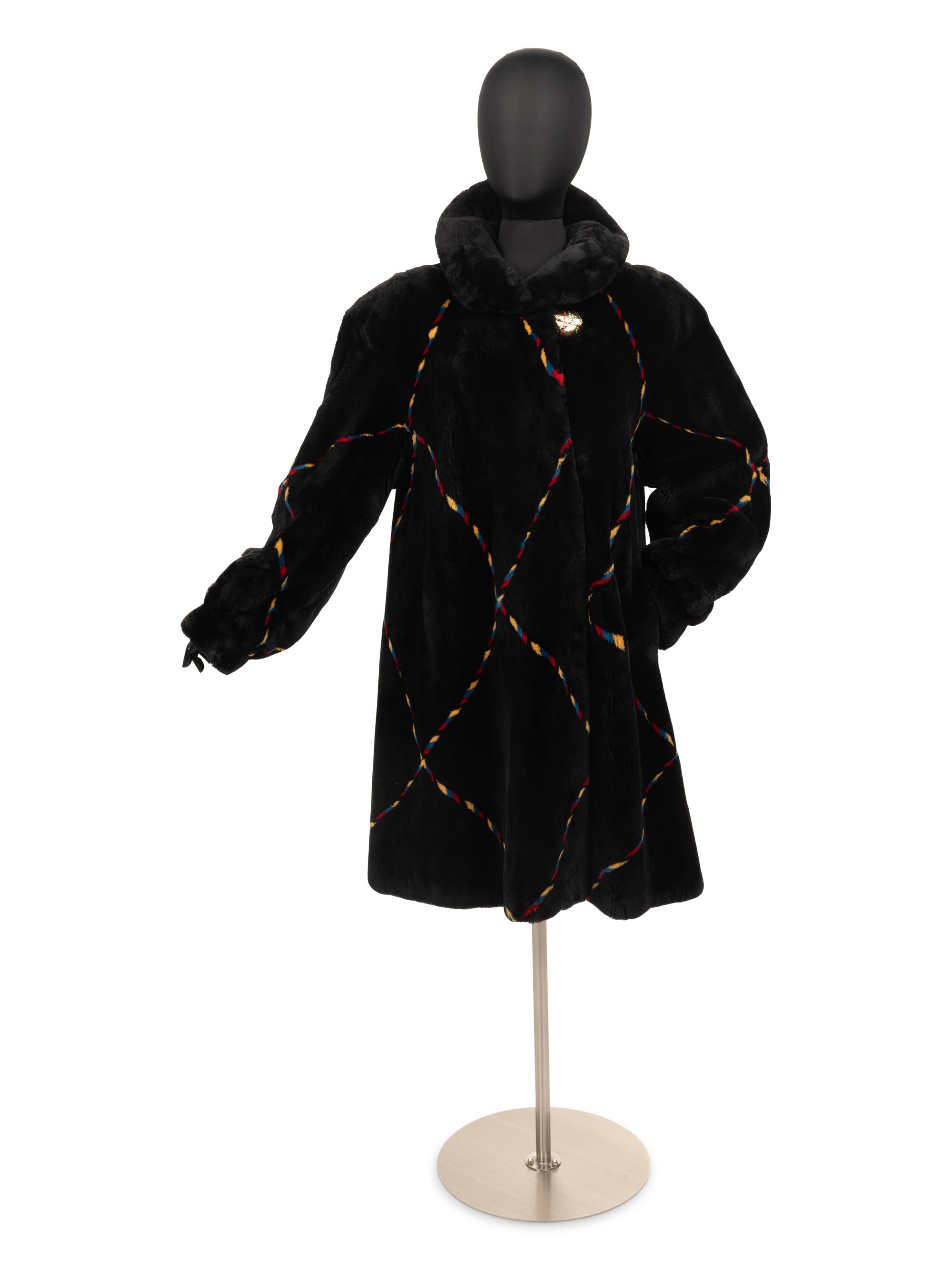 Zuki Sheared Beaver Fur Coat with Multi-Hued Stripes, 1990-2000s