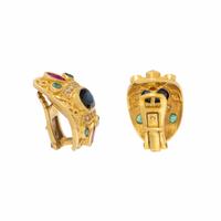 Multigem and Yellow Gold Earrings