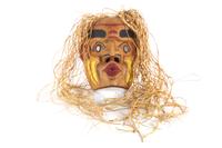 J. James (20th Century), Northwest Coast Carved Wood Mask Height 9 x width 9 inches