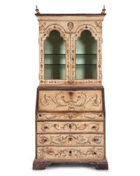 An Italian Painted Slant-Front Secretary Bookcase