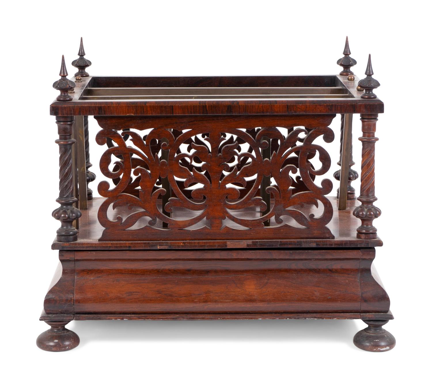 A Regency Fret Carved Rosewood Canterbury — 19TH CENTURY