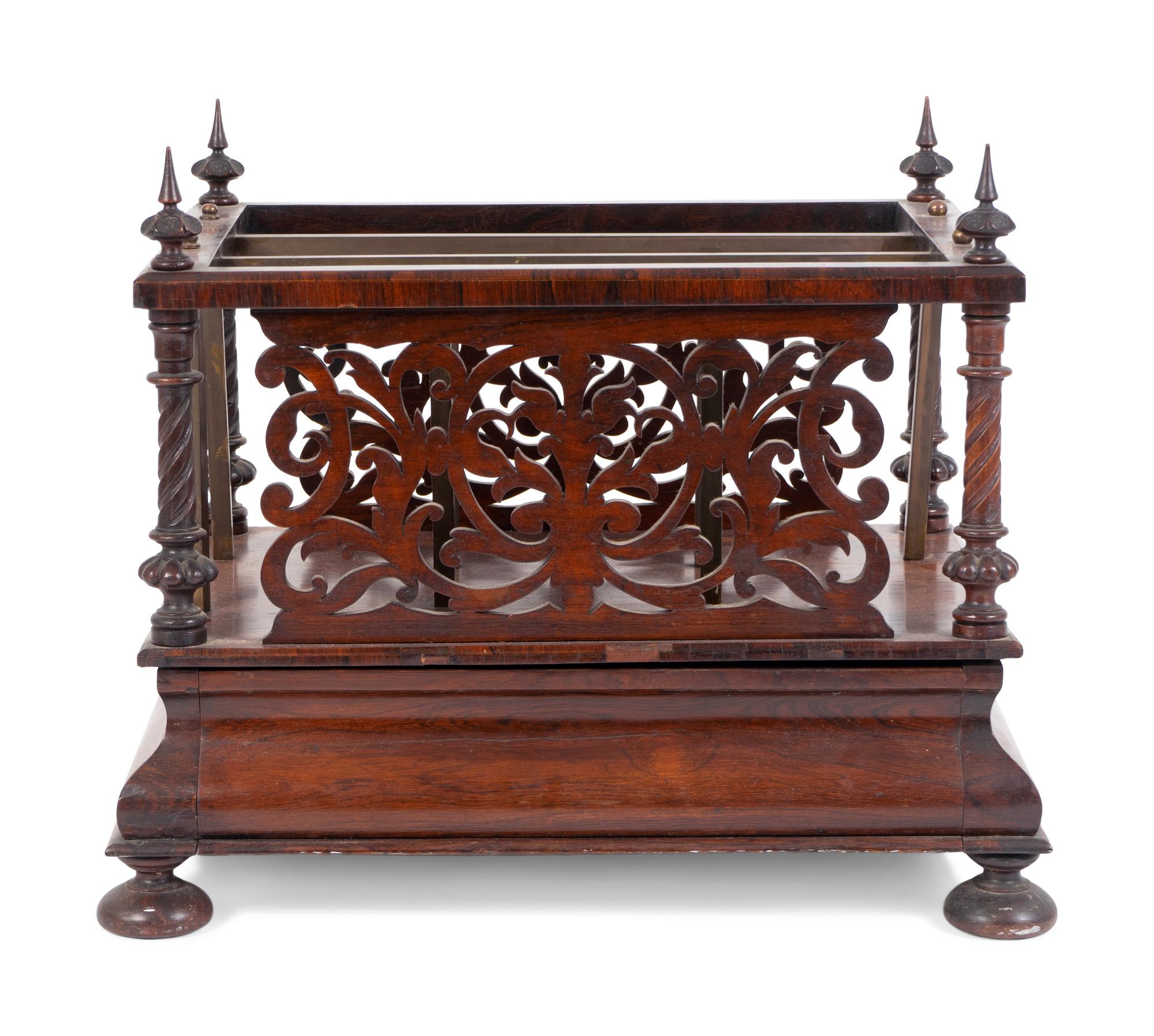 A Regency Fret Carved Rosewood Canterbury — 19TH CENTURY