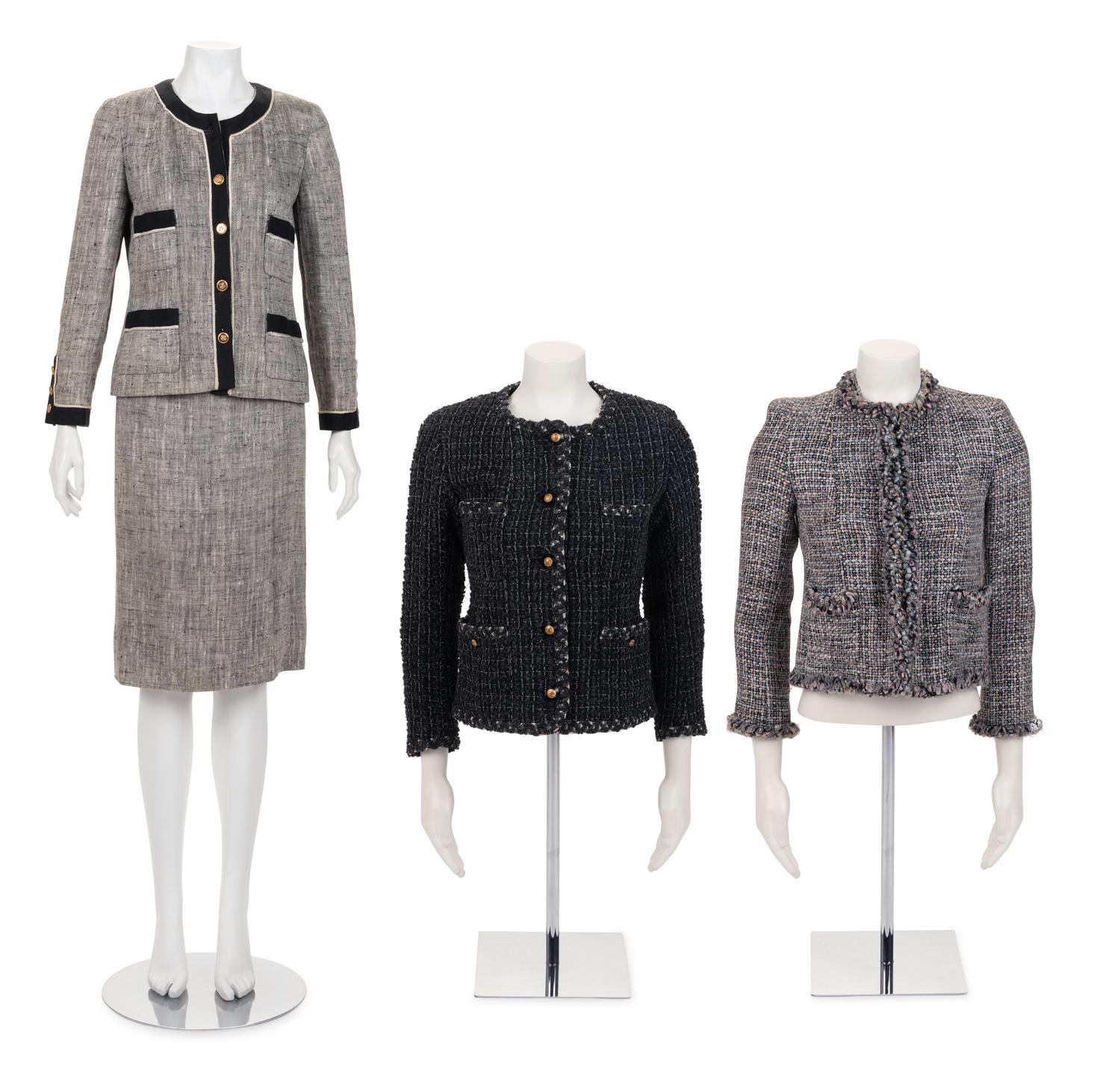 Collection of Four Chanel Pieces: One Two-Piece Skirt Suit and Two Jackets, 1990s-2003