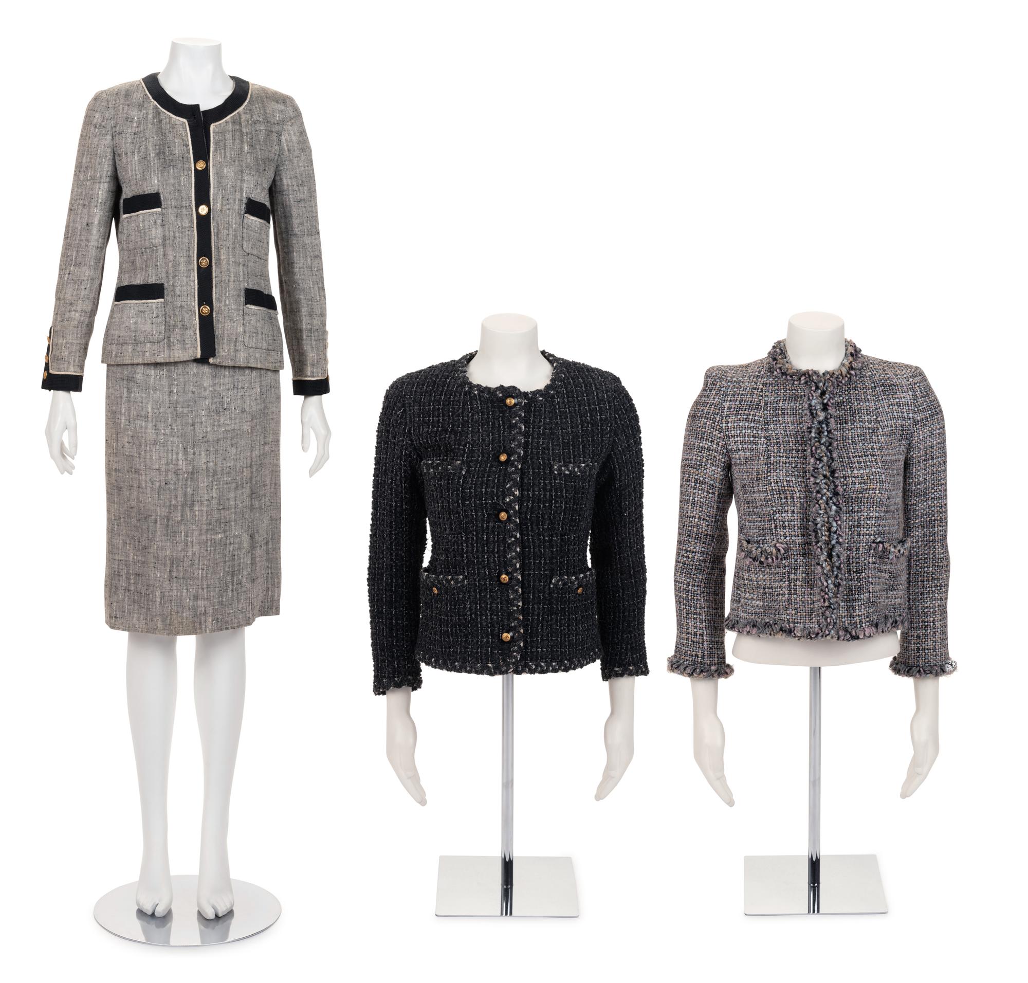 Collection of Four Chanel Pieces: One Two-Piece Skirt Suit and Two Jackets, 1990s-2003