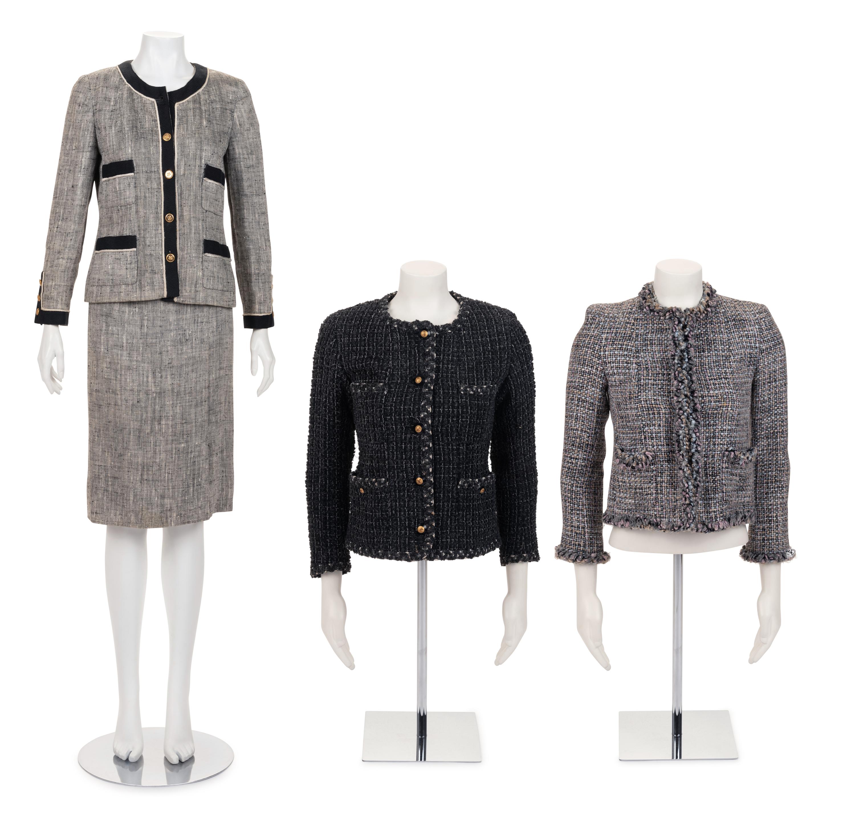 Collection of Four Chanel Pieces: One Two-Piece Skirt Suit and Two Jackets, 1990s-2003