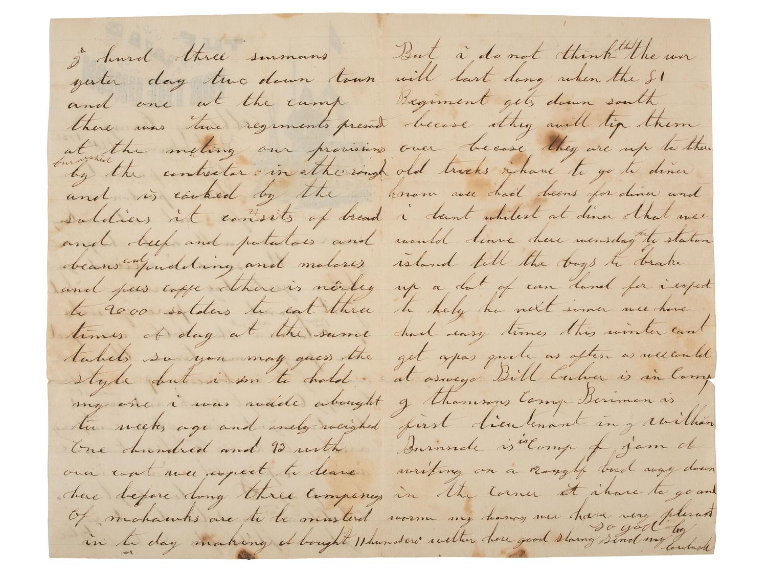 [CIVIL WAR]. Archive of war-date letters by Daniel T. Dunsmoor, 147th NY Infantry, DOW sustained at the Battle of the Wilderness, and his two brothers who also served in New York regiments, one of whom died of disease during the war.