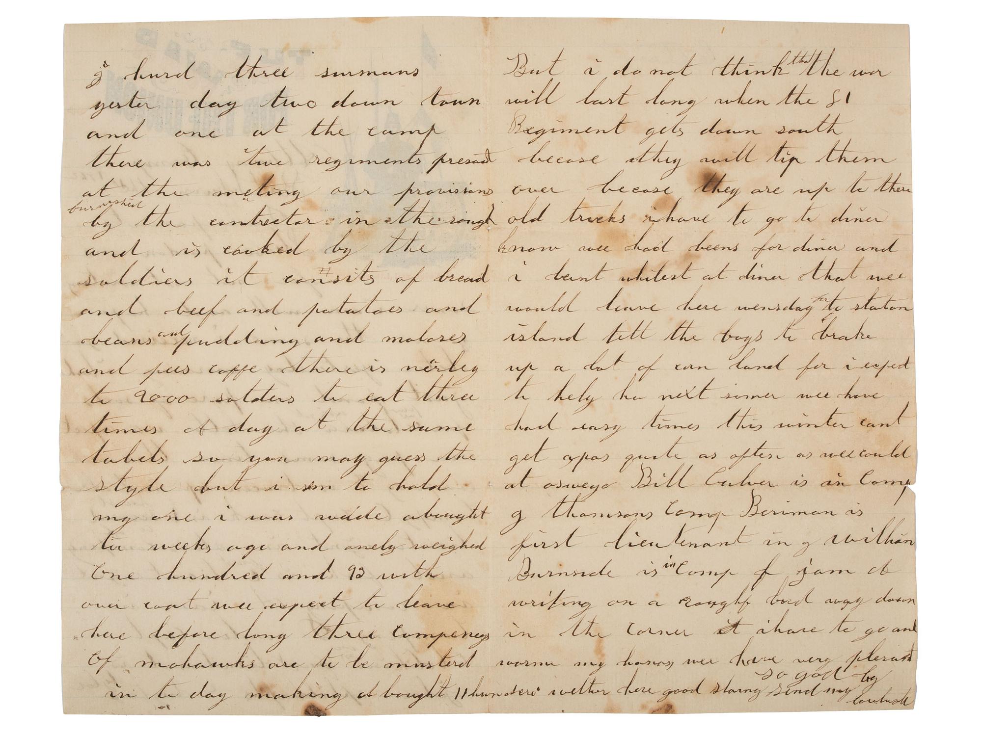 [CIVIL WAR]. Archive of war-date letters by Daniel T. Dunsmoor, 147th NY Infantry, DOW sustained at the Battle of the Wilderness, and his two brothers who also served in New York regiments, one of whom died of disease during the war.