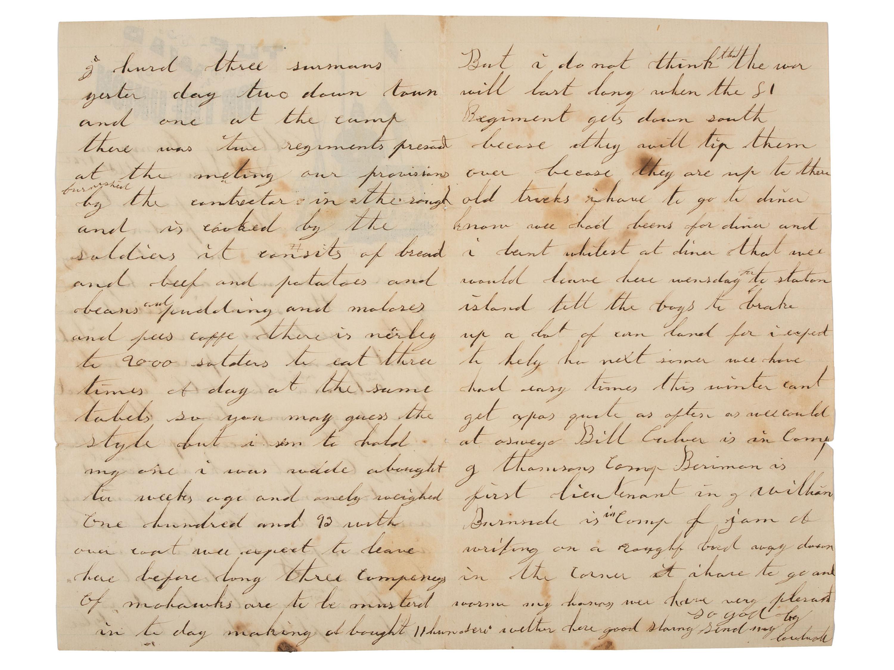 [CIVIL WAR]. Archive of war-date letters by Daniel T. Dunsmoor, 147th NY Infantry, DOW sustained at the Battle of the Wilderness, and his two brothers who also served in New York regiments, one of whom died of disease during the war.
