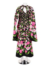 Givenchy Haute Couture Tulip-Print Dress and Cape, 1973