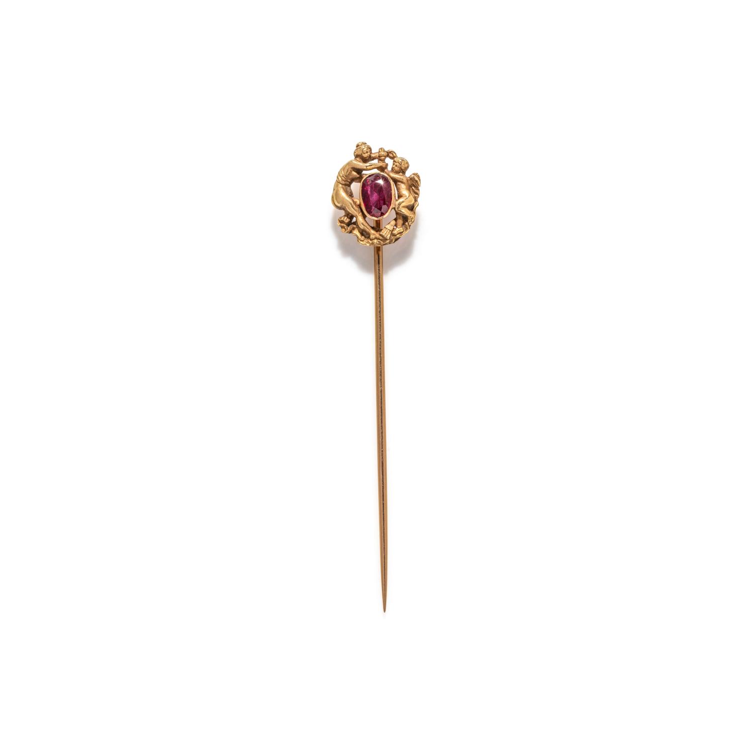 FRENCH, RUBY STICK PIN