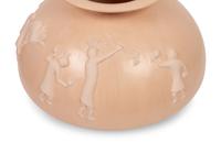 Large Buffware Pottery Jar, With Relief Carved Dancing Figures