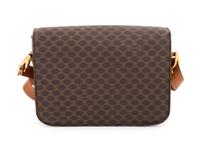 A Celine Brown Macadam Pattern Shoulder Bag, 7.5" H x 9.5" W x 2.5" D; Strap drop: 15.5"- 18.5".