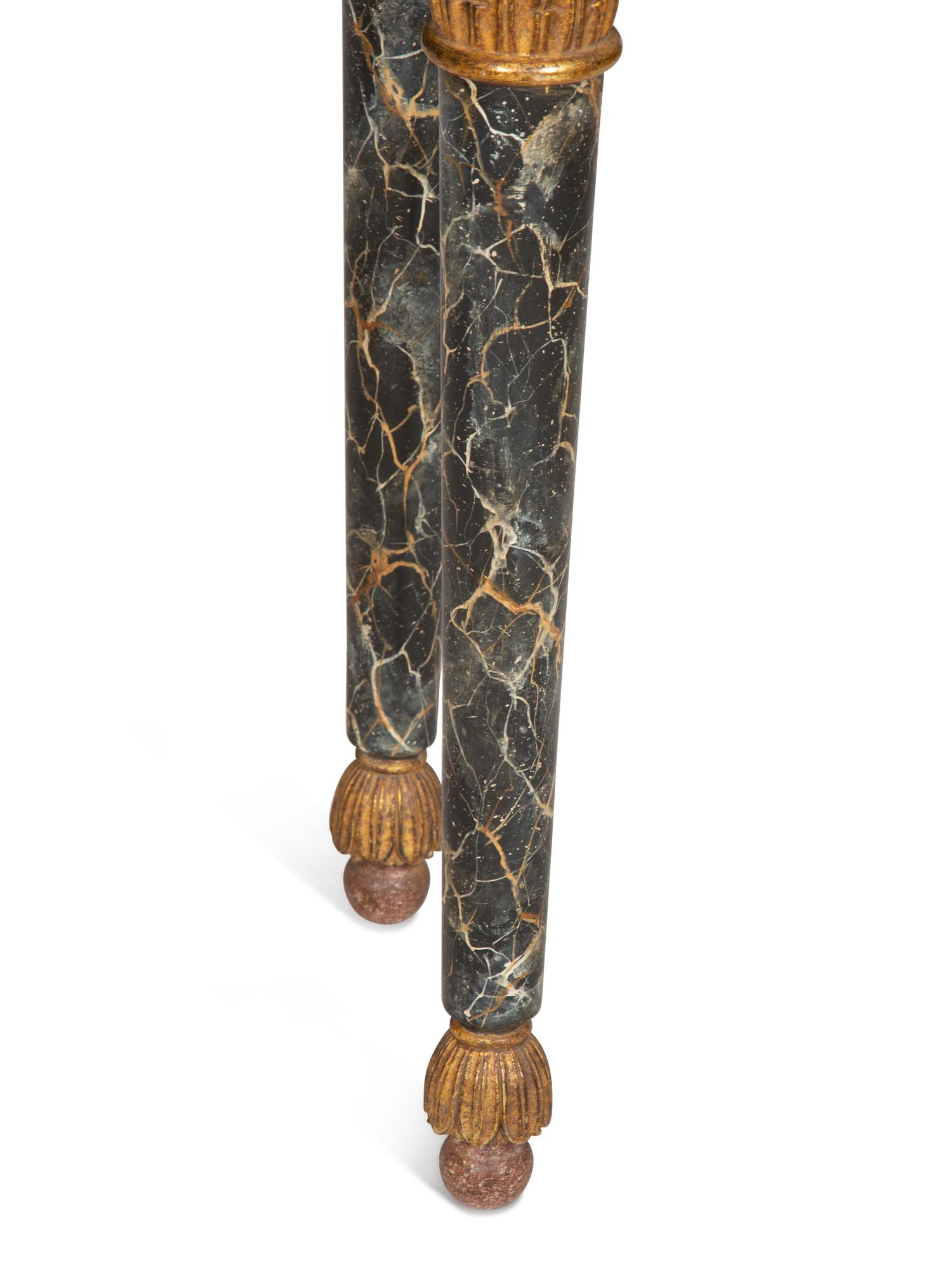 An Italian Painted Faux Marble and Parcel Gilt Console Table