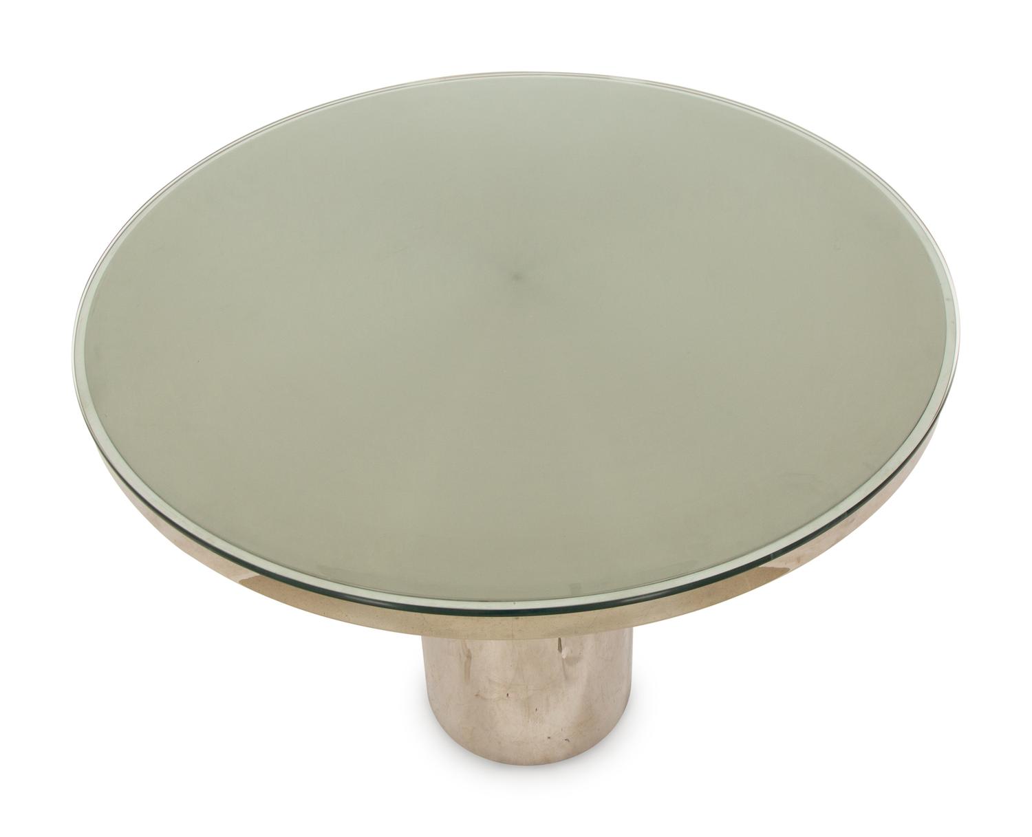 A Chrome and Glass Dining Table or Game Table