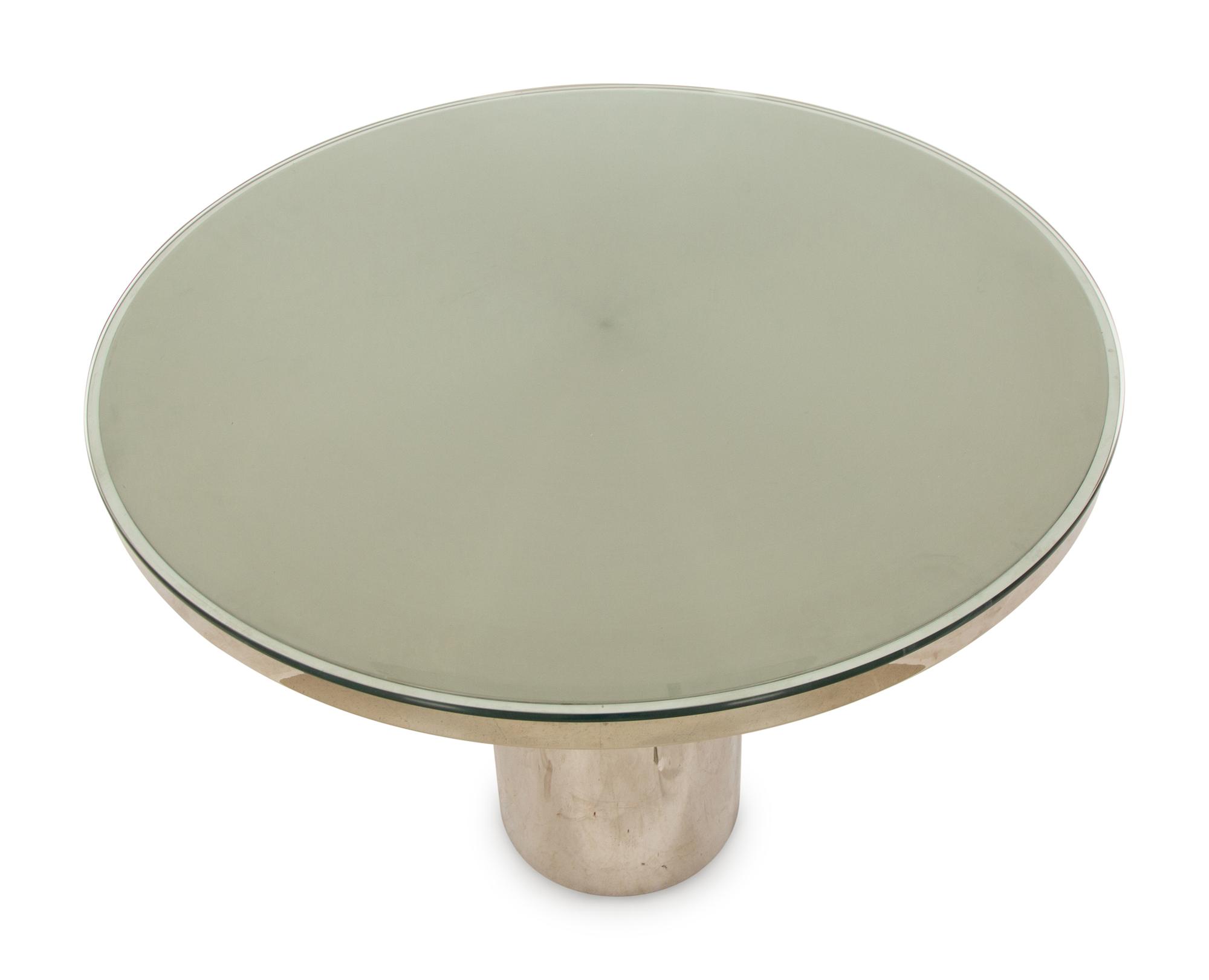 A Chrome and Glass Dining Table or Game Table