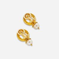 Elizabeth Locke 18K Gold and Pearl Intaglio Earrings