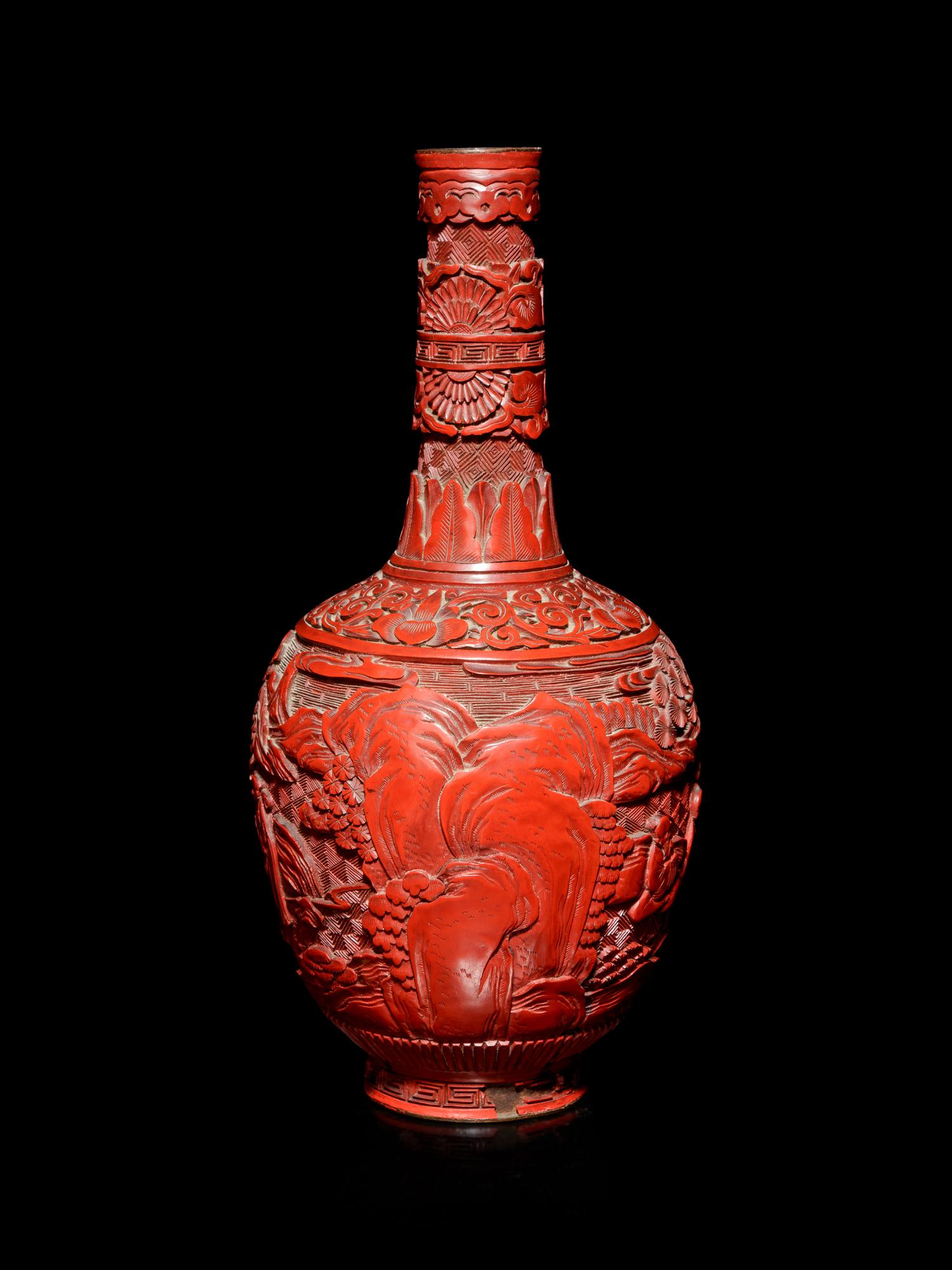 A Cinnabar Lacquer Bottle Vase