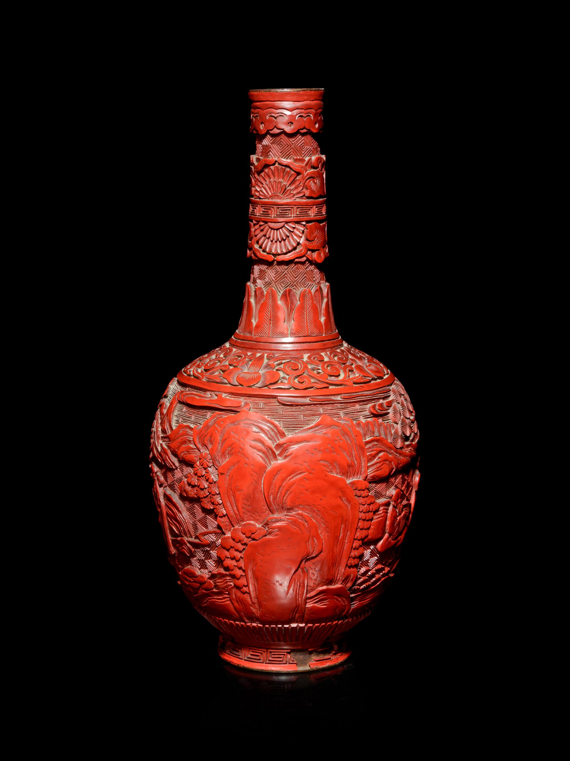 A Cinnabar Lacquer Bottle Vase