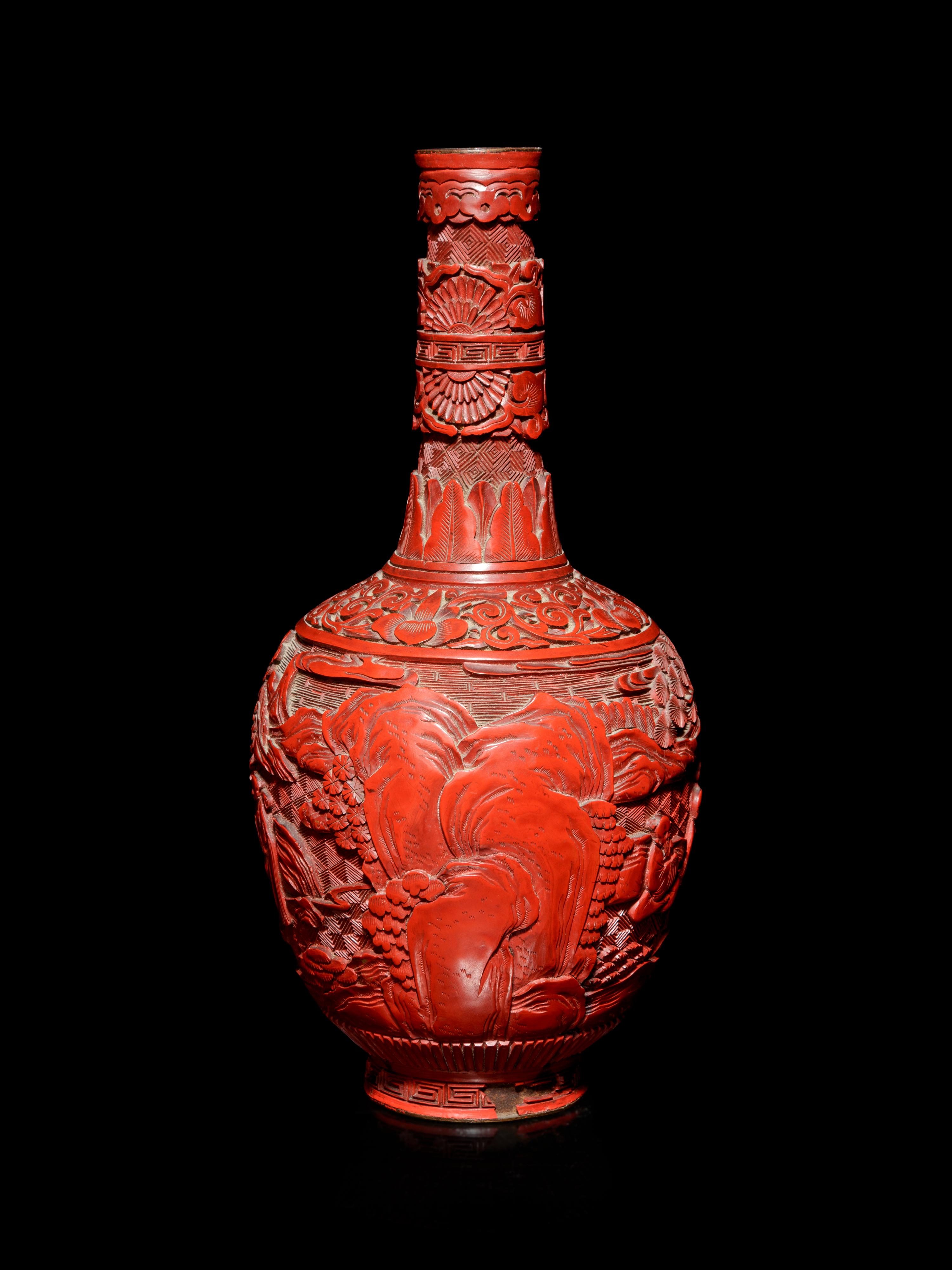 A Cinnabar Lacquer Bottle Vase