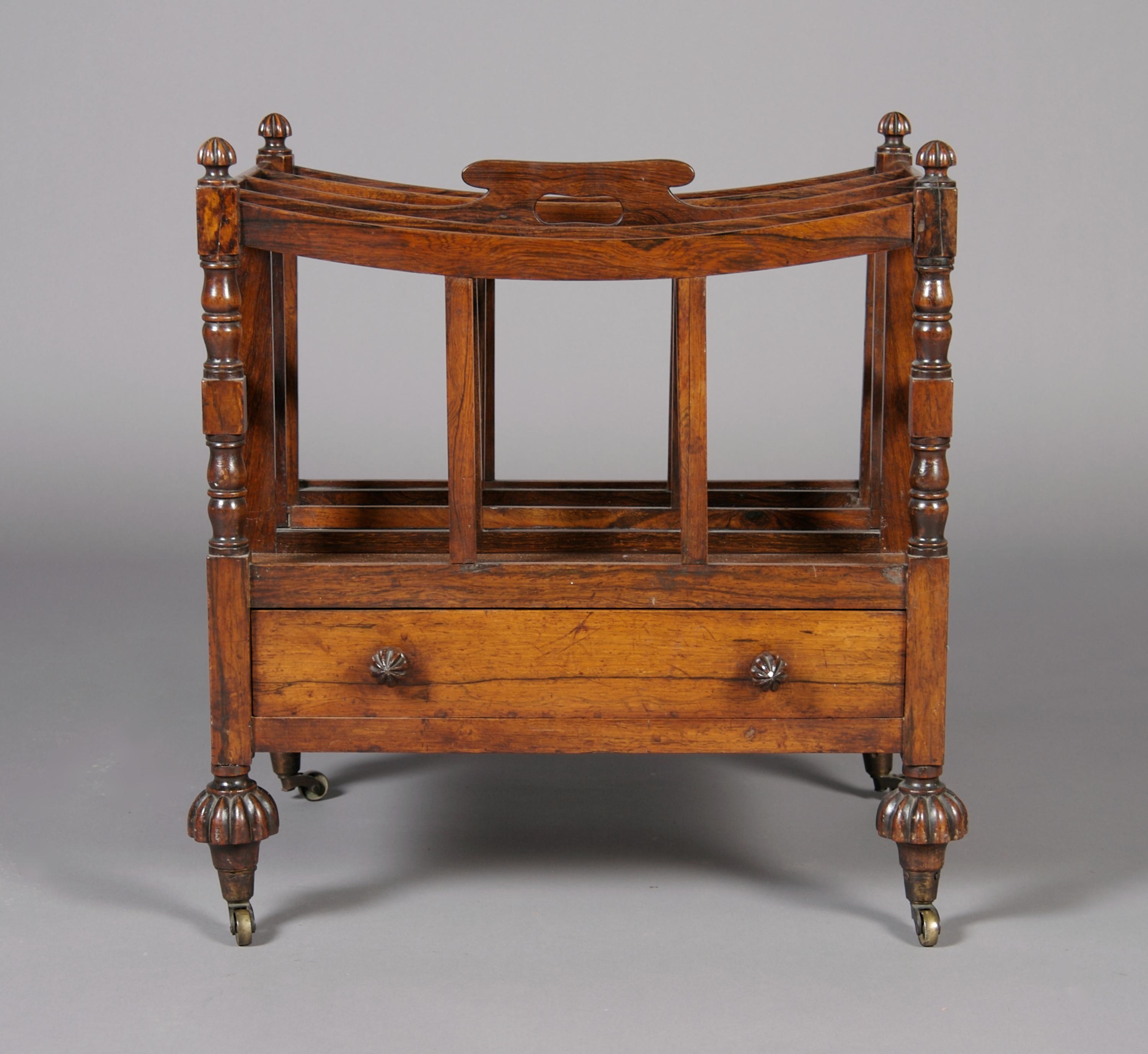 An English Mahogany Canterbury, Height 21 3/4 x width 20 x depth 14 3/4 inches.