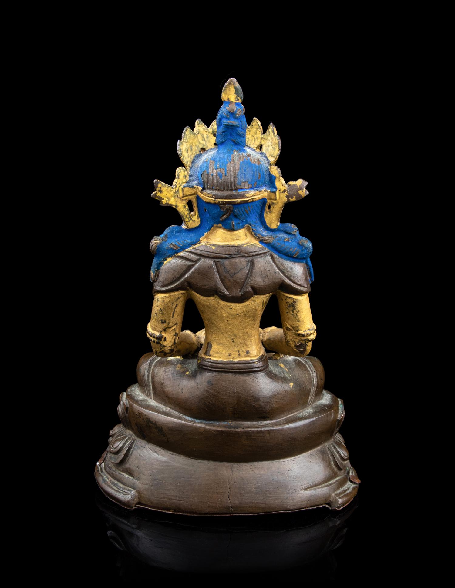 A Sino-Tibetan Parcel Gilt Bronze Figure of an Amitayus