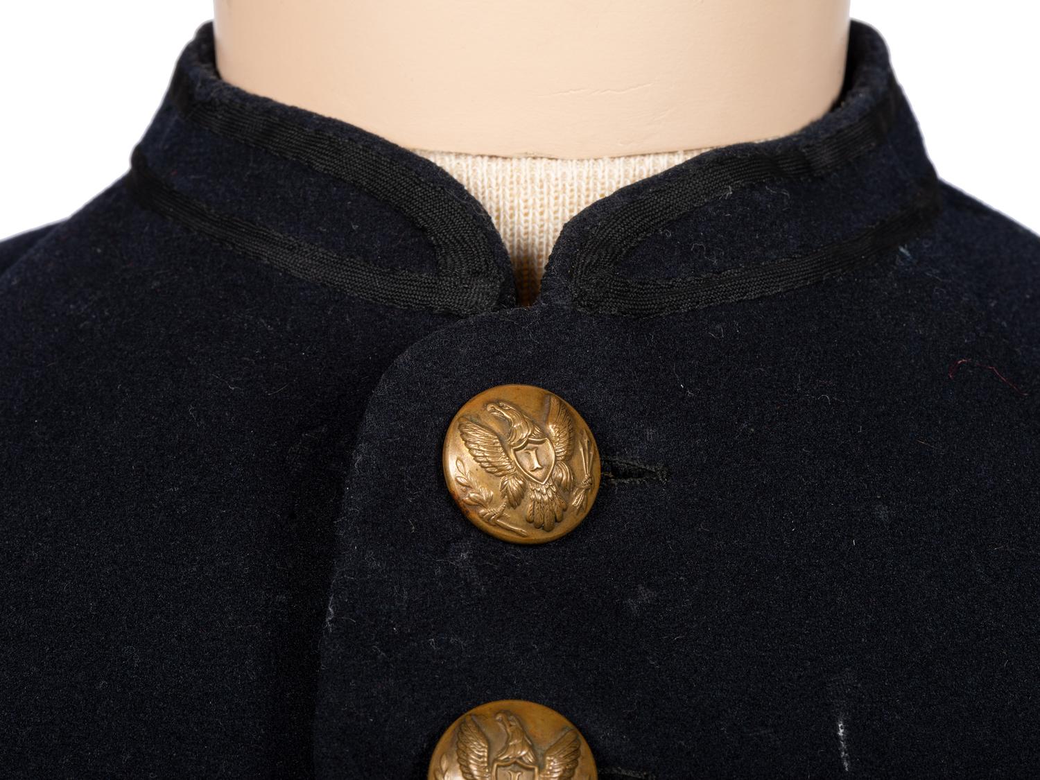 [CIVIL WAR]. Enlisted frock coat identified to Private Charles A. Fisk, 11th Massachusetts Infantry, WIA at Gettysburg.