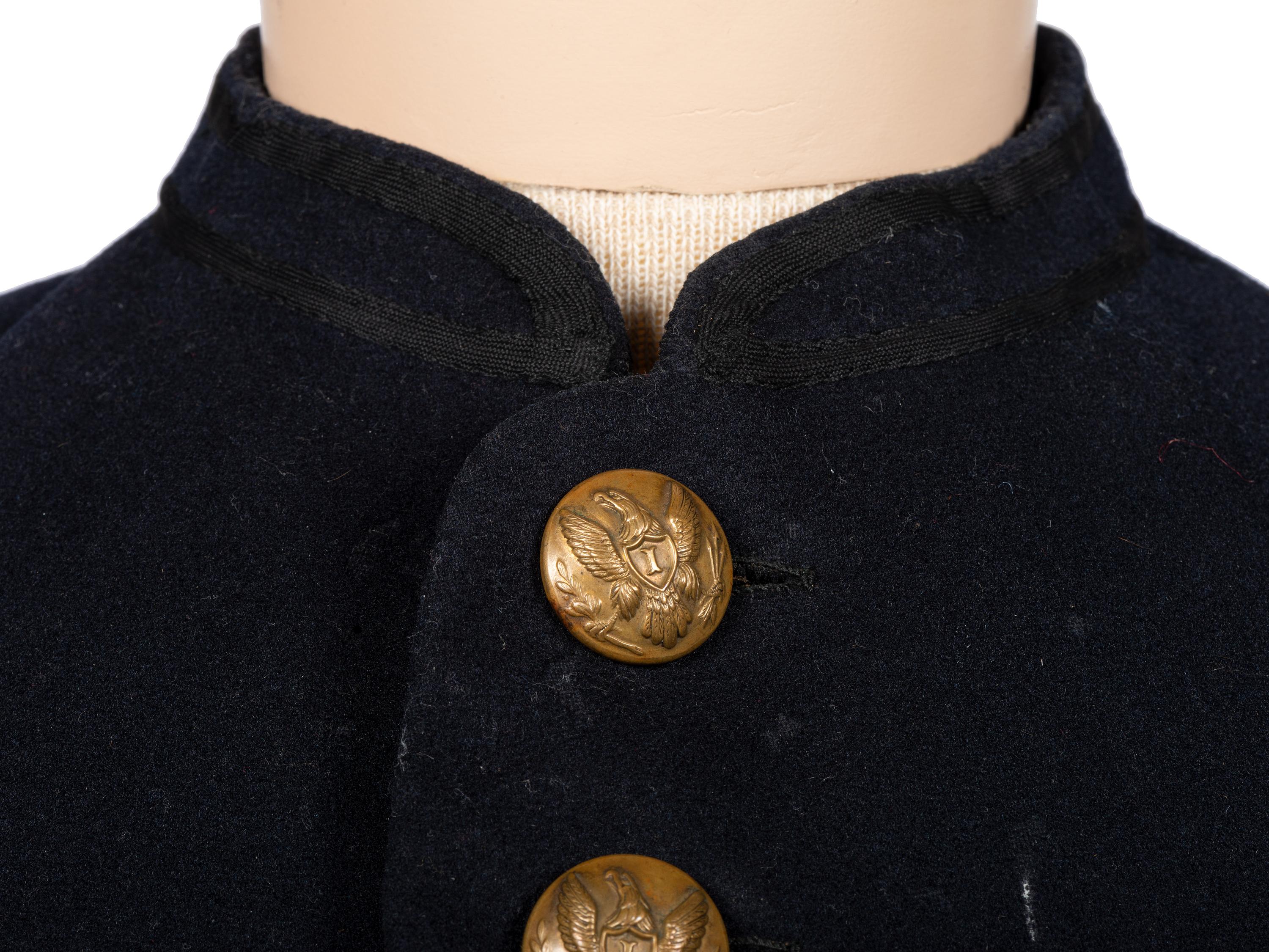 [CIVIL WAR]. Enlisted frock coat identified to Private Charles A. Fisk, 11th Massachusetts Infantry, WIA at Gettysburg.