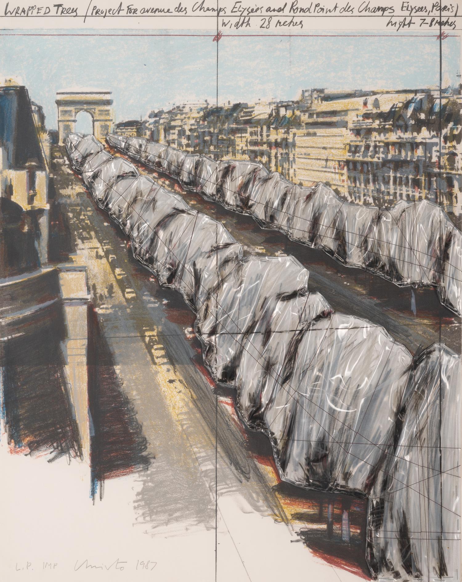 Wrapped Trees, Project for the Avenue des Champs-Elysées, Paris