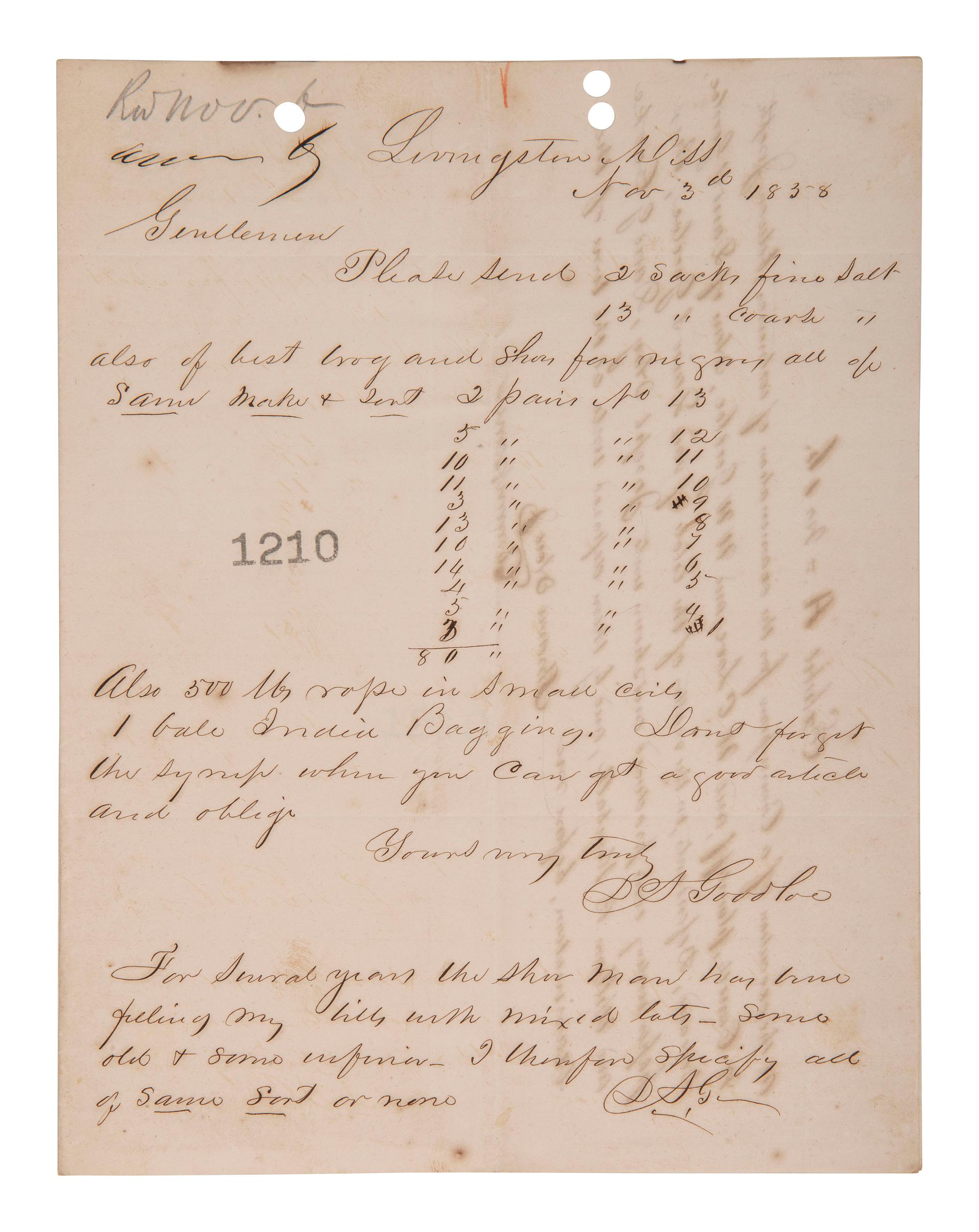 [ENSLAVEMENT] Protection of the enslaved from overseers' abuse detailed by MS plantation owner, 1858