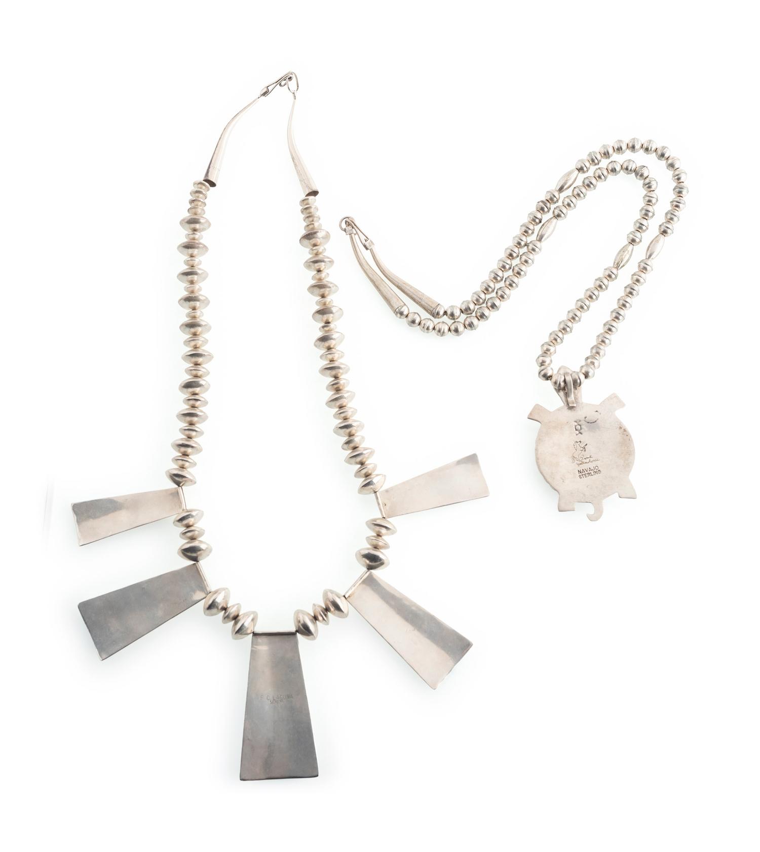 Navajo and Laguna Silver and Inlay Necklaces