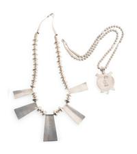 Navajo and Laguna Silver and Inlay Necklaces